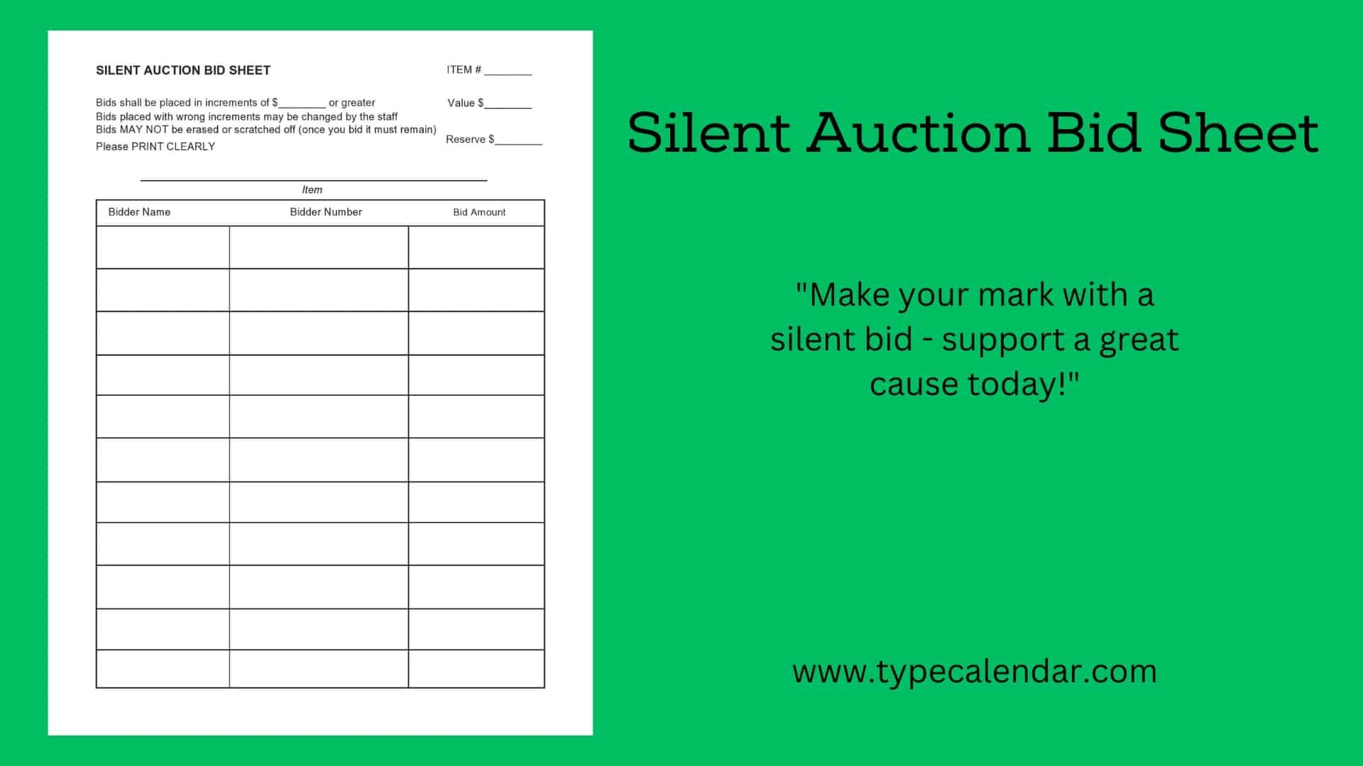 Free Printable Silent Auction Bid Sheet Templates PDF Examples Free Printable Silent Auction Bid Sheet Templates PDF Examples
