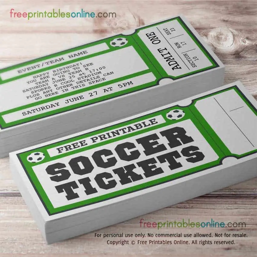 Free Printable Soccer Ticket Template Free Printables Online