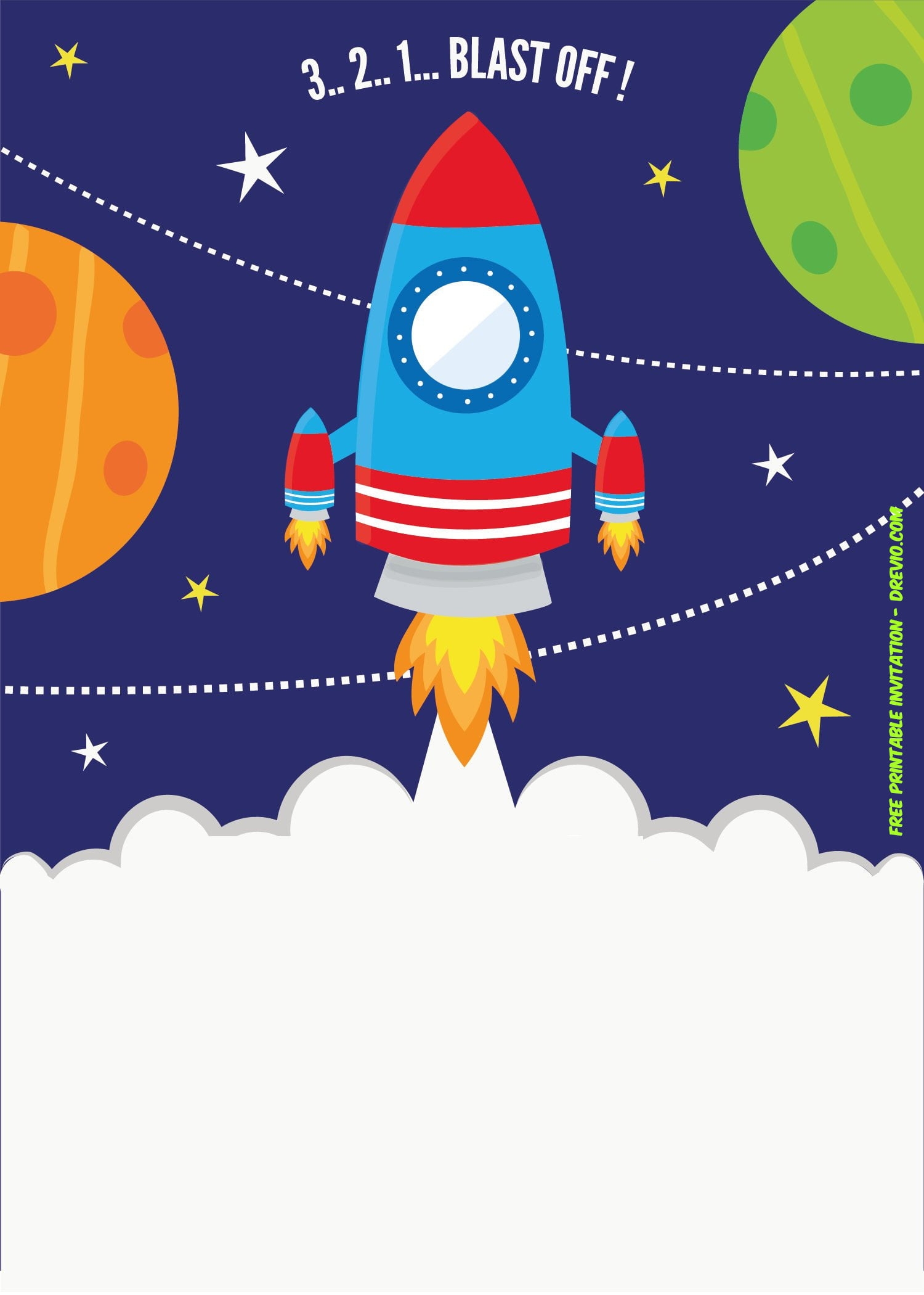 FREE Printable Spaceship Rocket Ship Invitation Template UPDATED