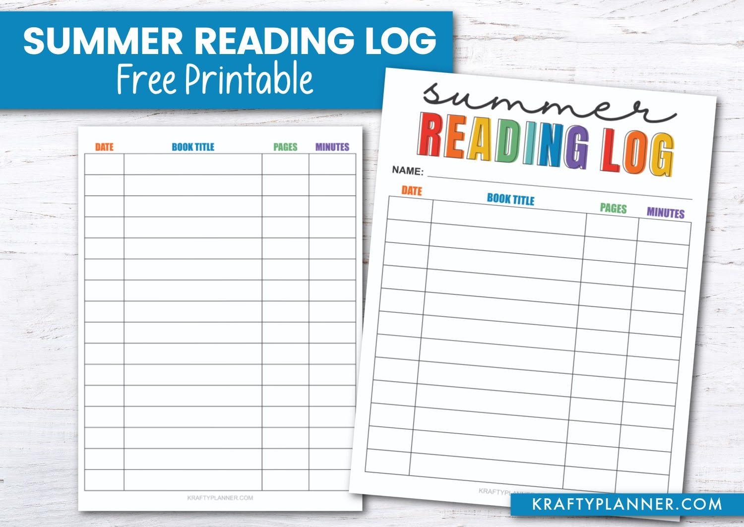 Free Printable Summer Reading Log For Kids Krafty Planner Free Printable Summer Reading Log For Kids Krafty Planner