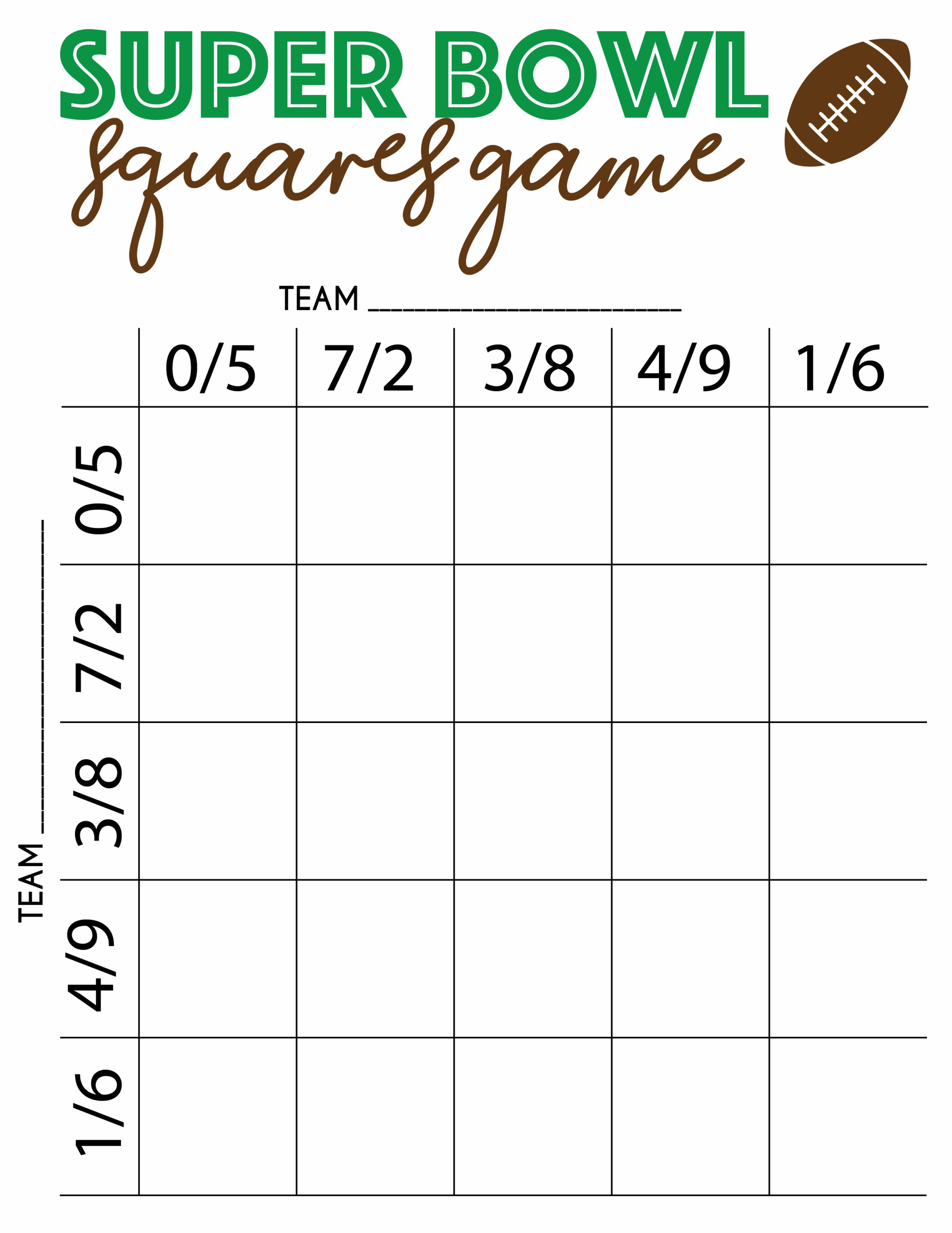 Free Printable Super Bowl Squares Template Play Party Plan