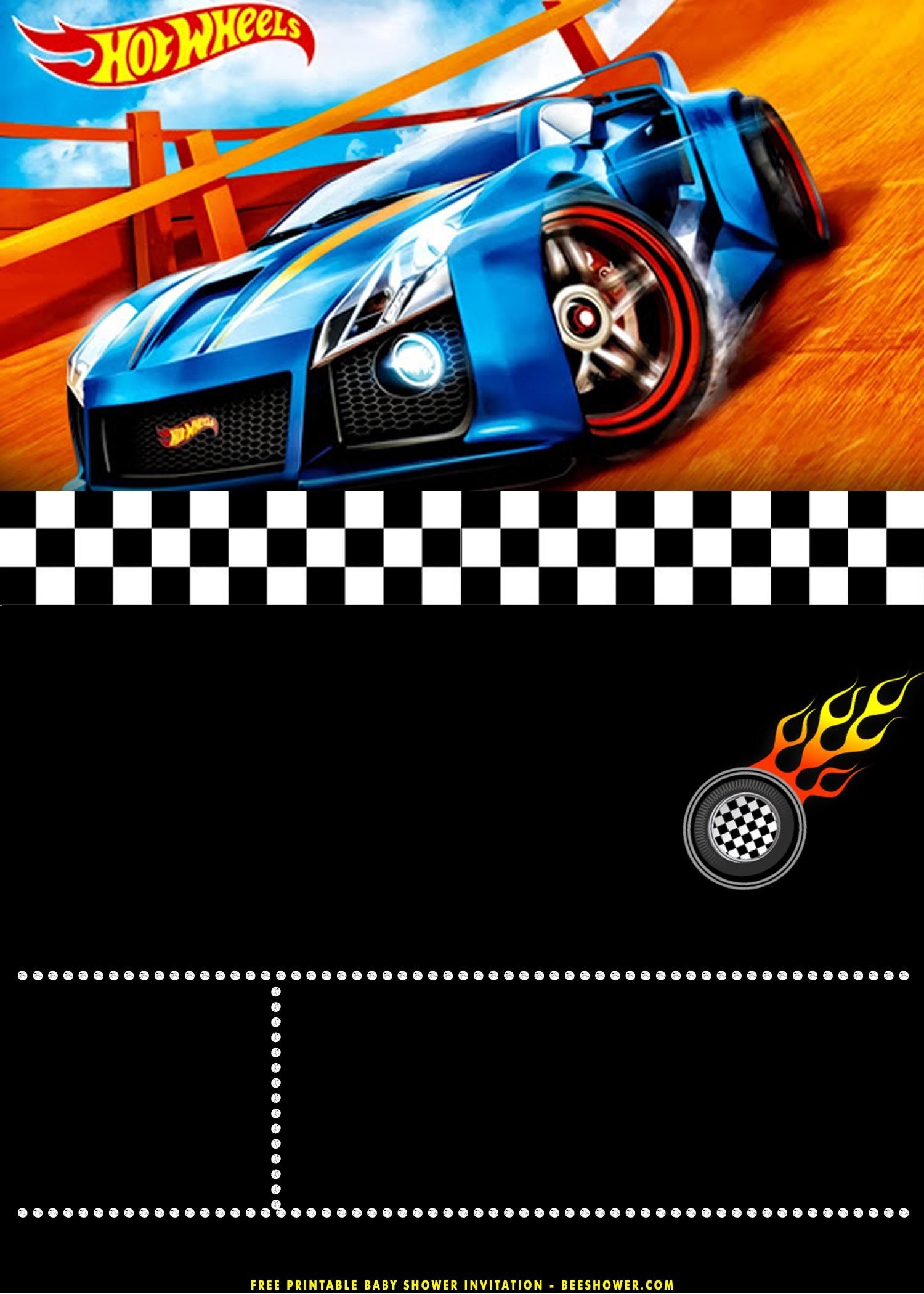 Printable Hot Wheels Invitation Template Free