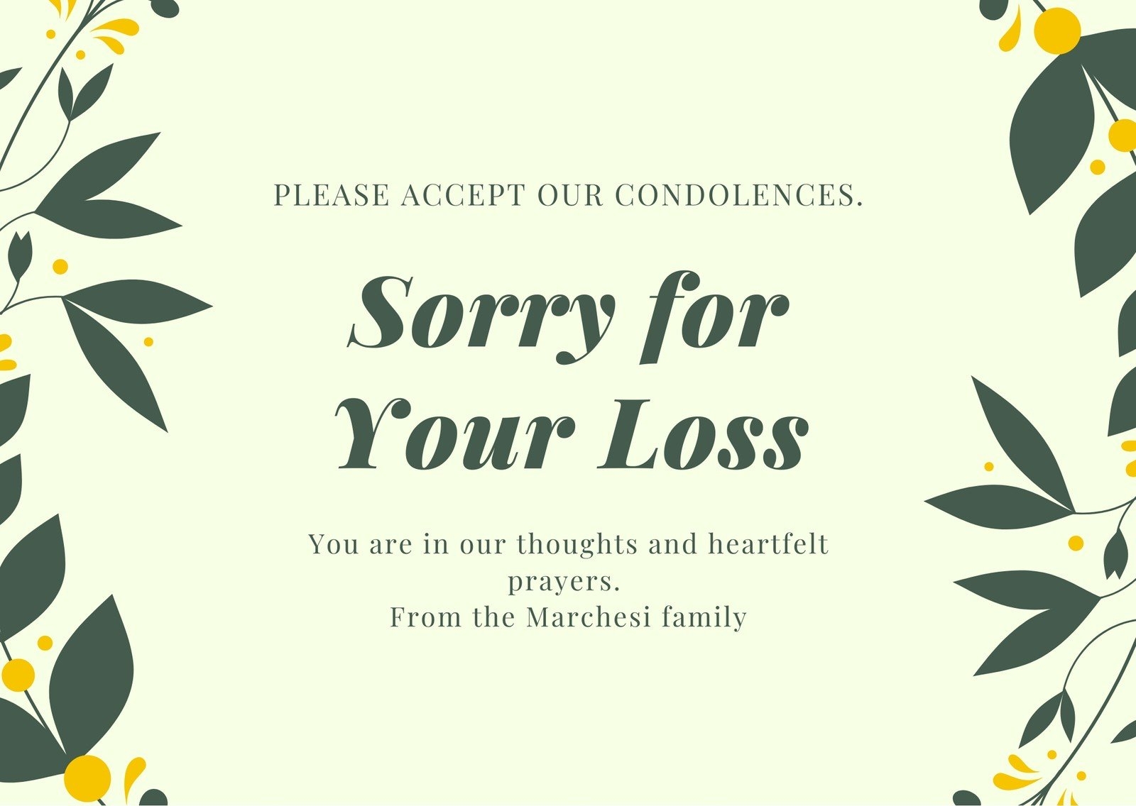 Free Printable Condolences Card Template