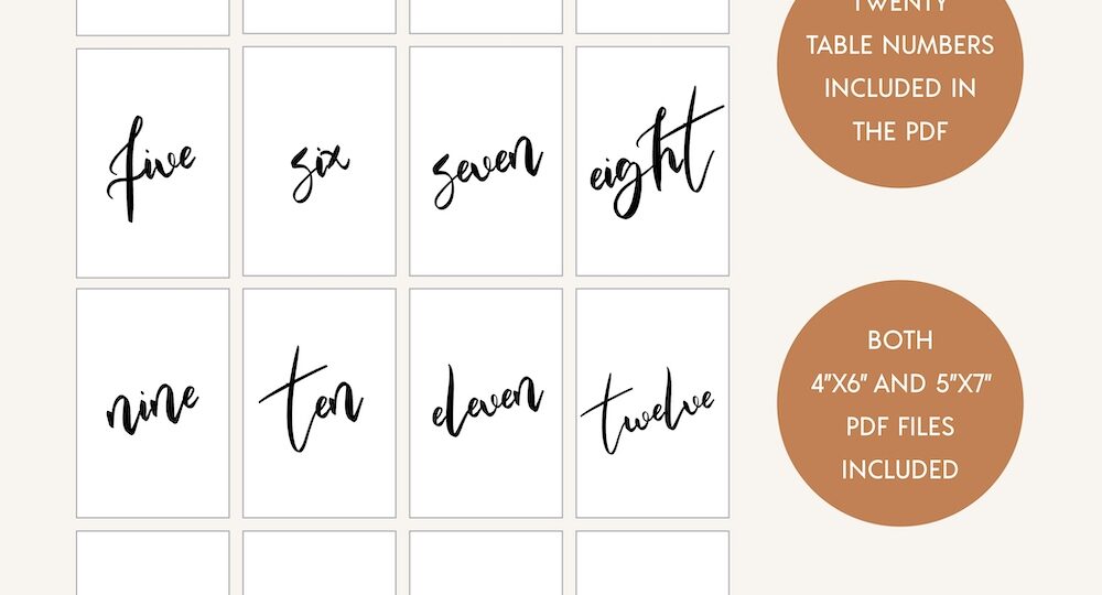 Free Printable Table Numbers For Weddings And Events