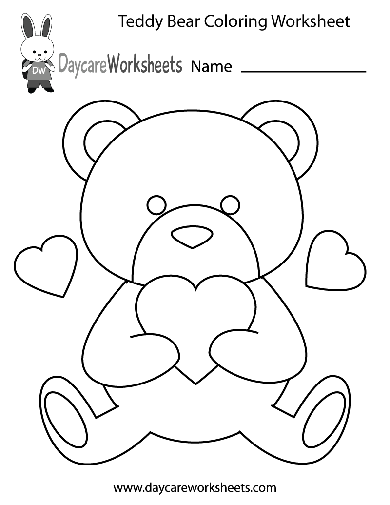 Free Printable Teddy Bear Coloring Worksheet For Preschool