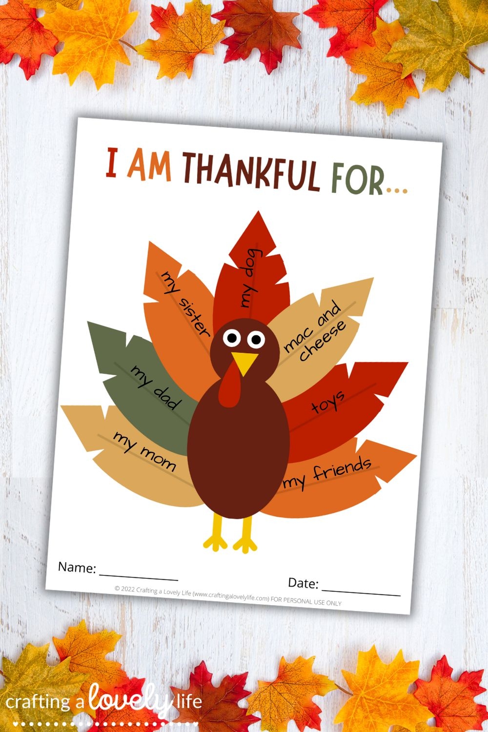 Free Printable Thankful Turkey Craft With Template