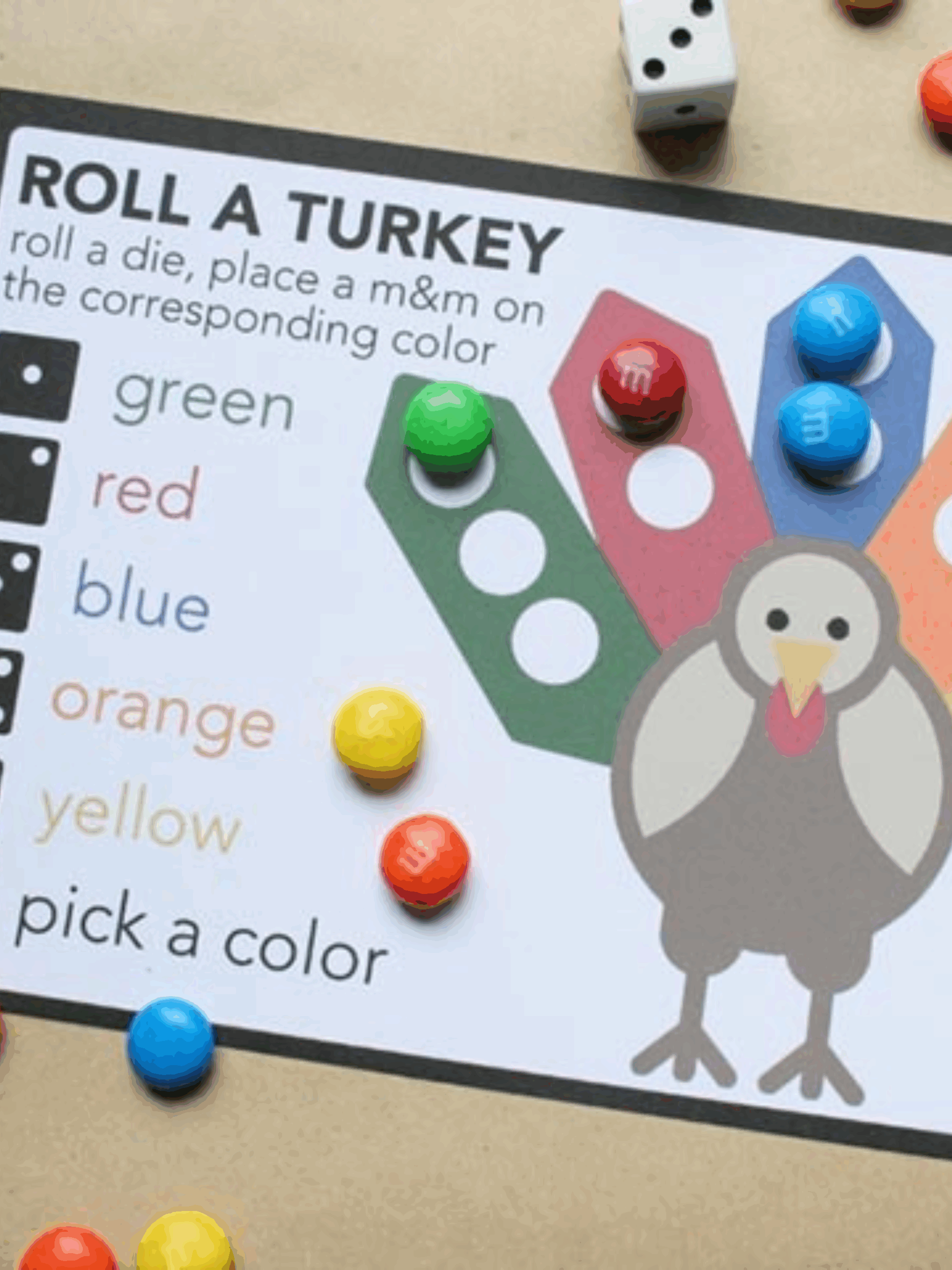 Roll A Turkey Free Printable Roll A Turkey Free Printable