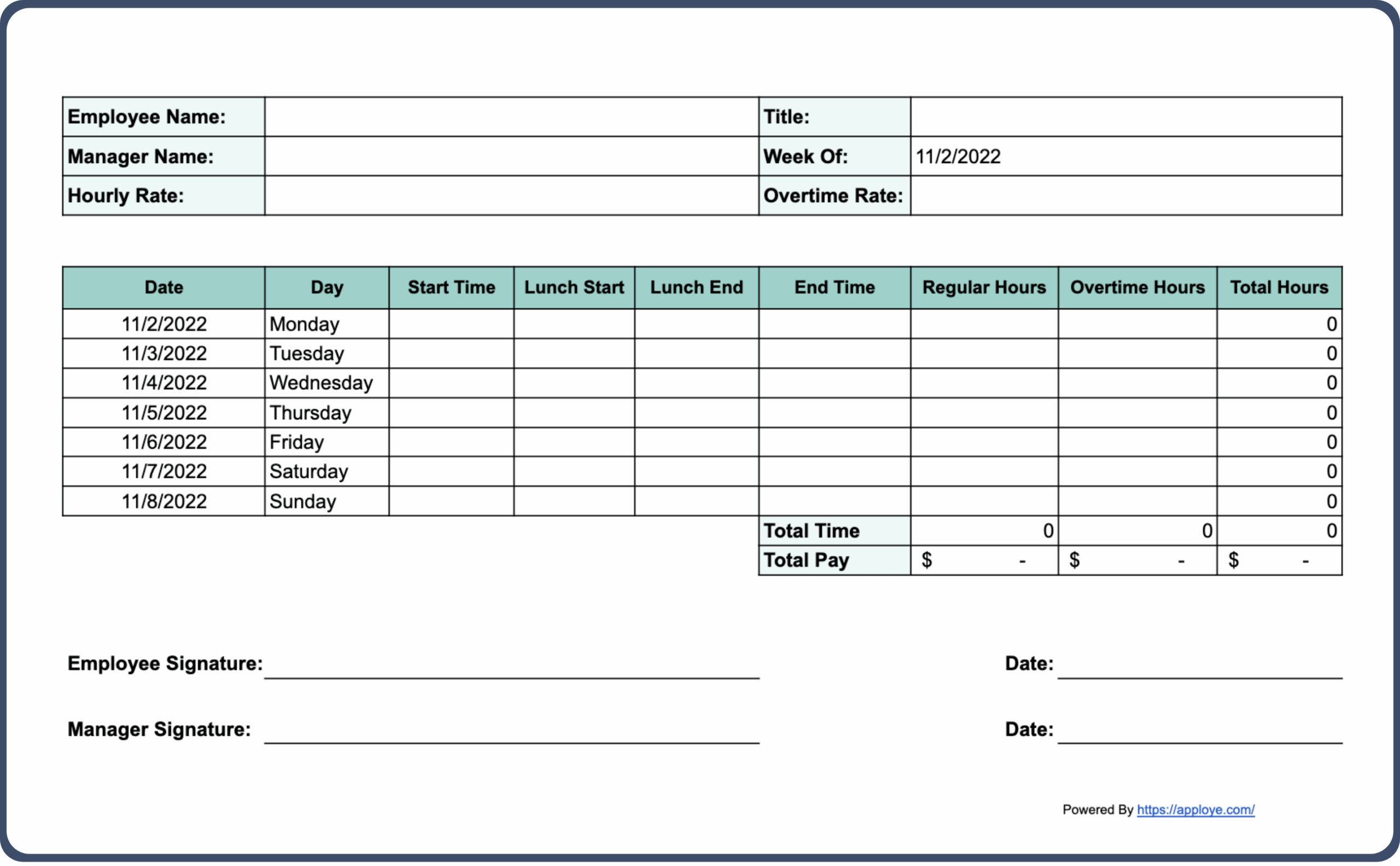 Free Printable Timesheet Templates Excel Word PDF  Free Printable Timesheet Templates Excel Word PDF