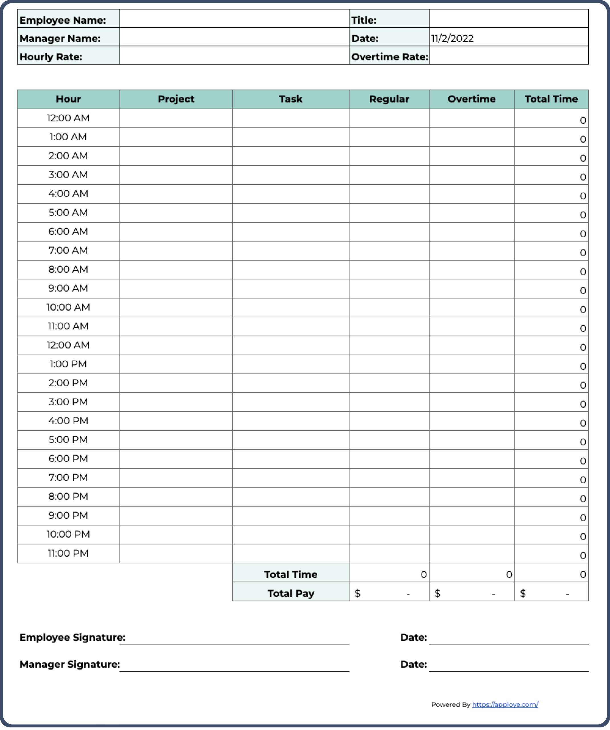 Printable Free Time Sheet Template Printable Free Time Sheet Template