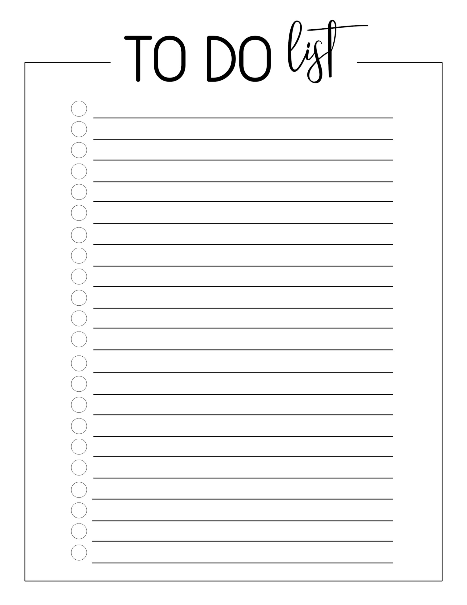 Free Printable Blank Checklist Templates