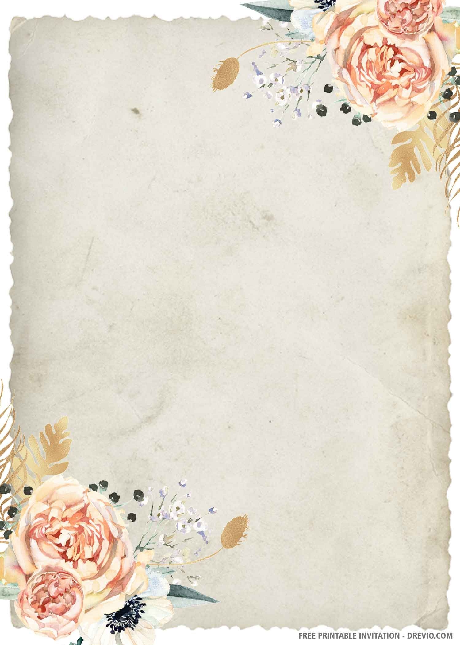 FREE PRINTABLE Watercolor Greenery Boho Wedding Invitation Worksheets Library