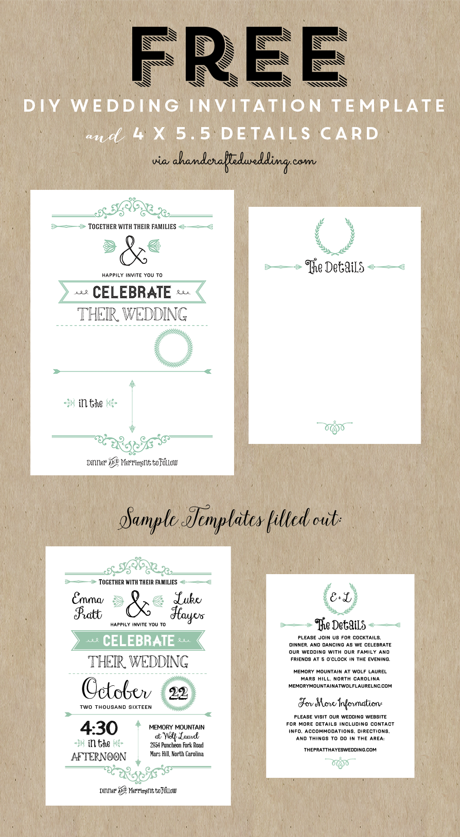 Free Printable Wedding Invitation Suite Templates Free Printable Wedding Invitation Suite Templates