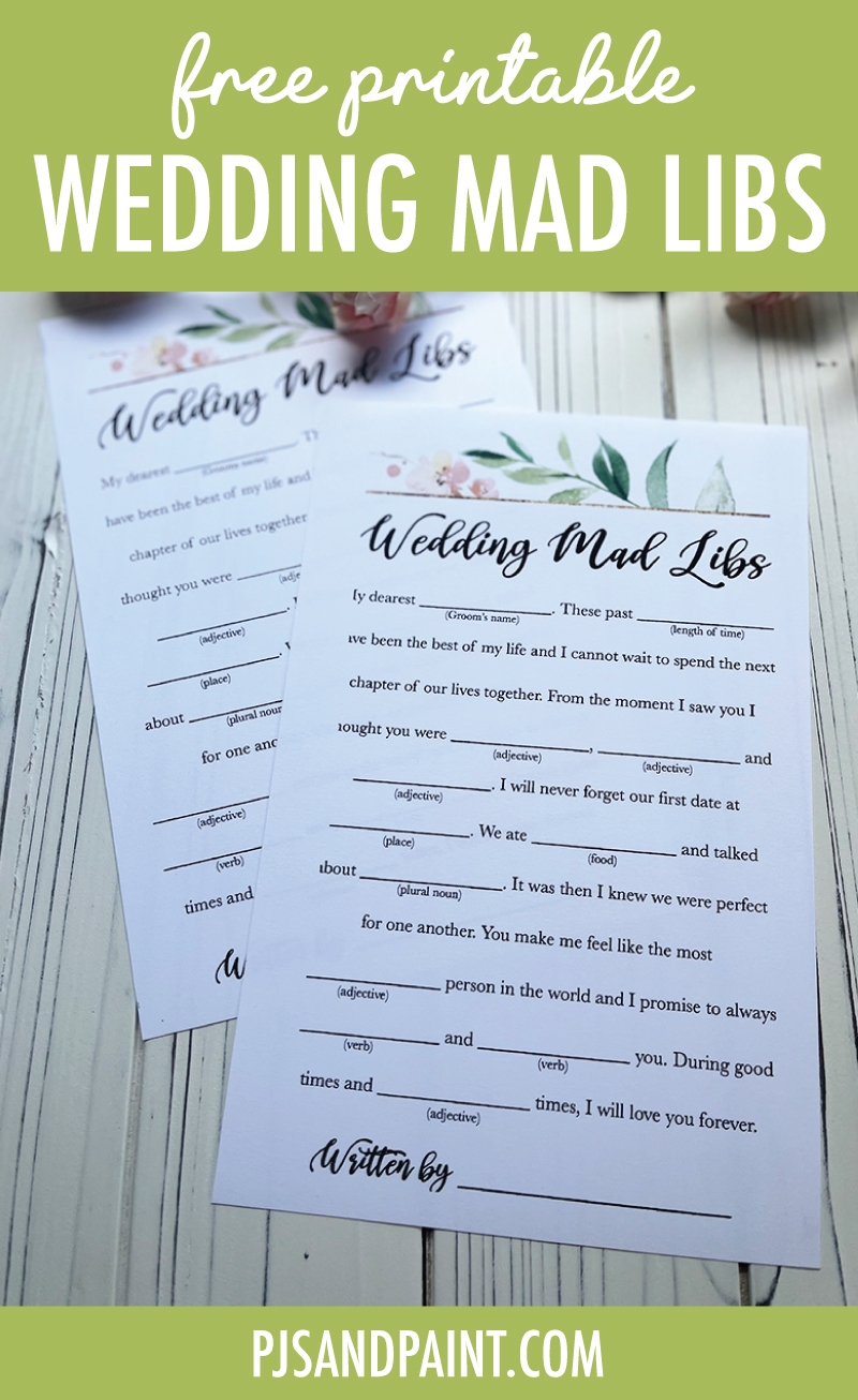 Wedding Mad Libs Free Printable