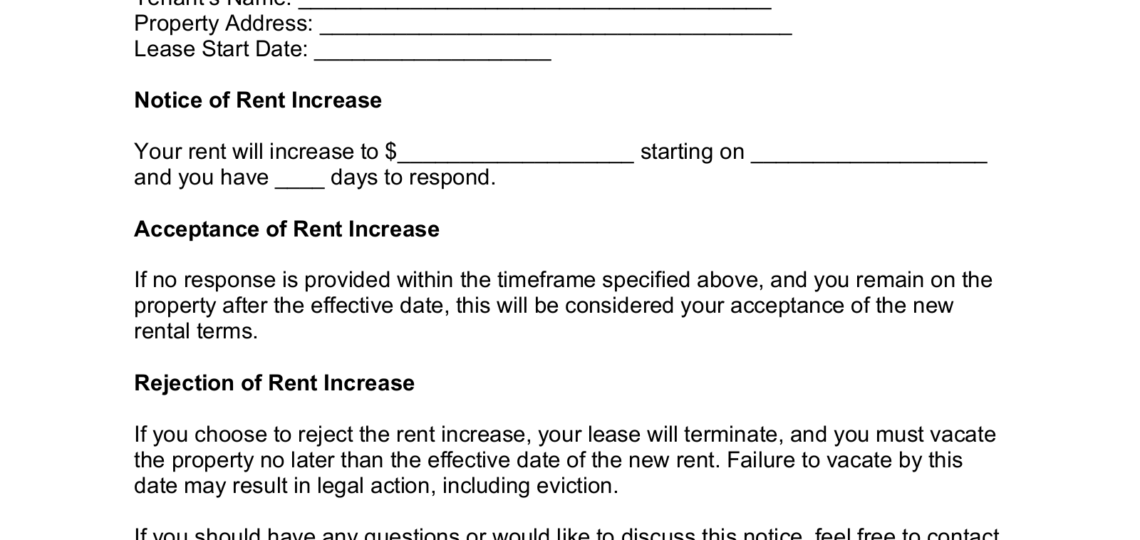 Free Rent Increase Notice Template PDF Word EForms