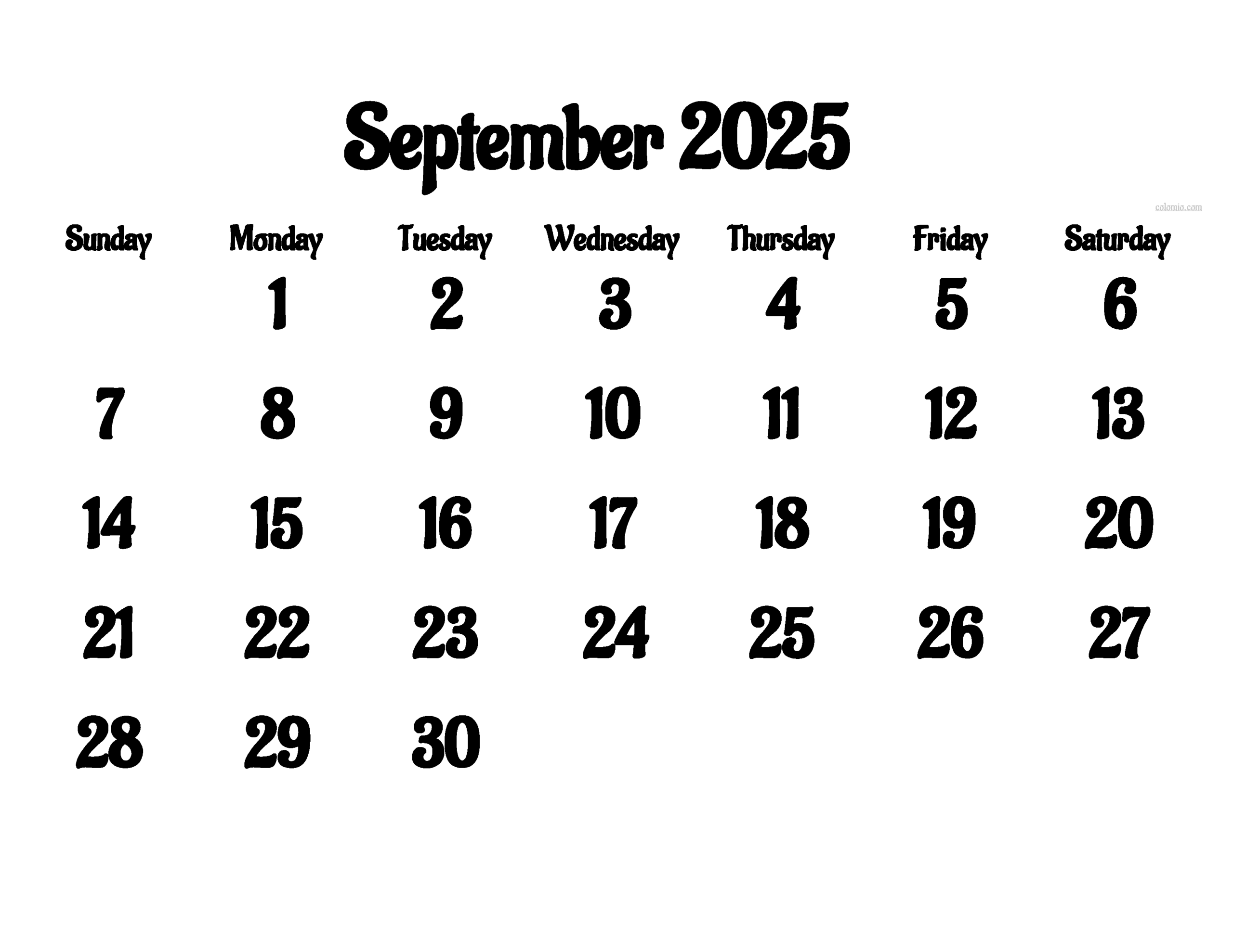 2025 September Calendar Image