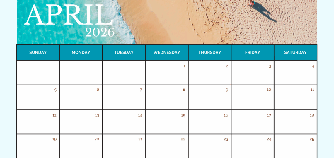 Free Sunday Start April 2026 Calendar Template To Edit Online