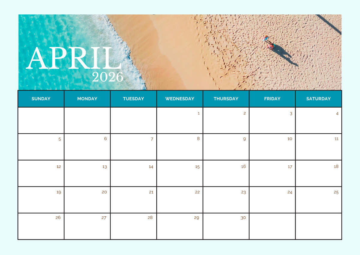 Free Sunday Start April 2026 Calendar Template To Edit Online Free Sunday Start April 2026 Calendar Template To Edit Online