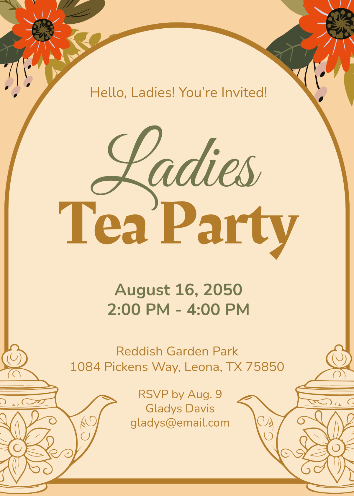 Free Tea Party Invitation Templates Editable And Printable