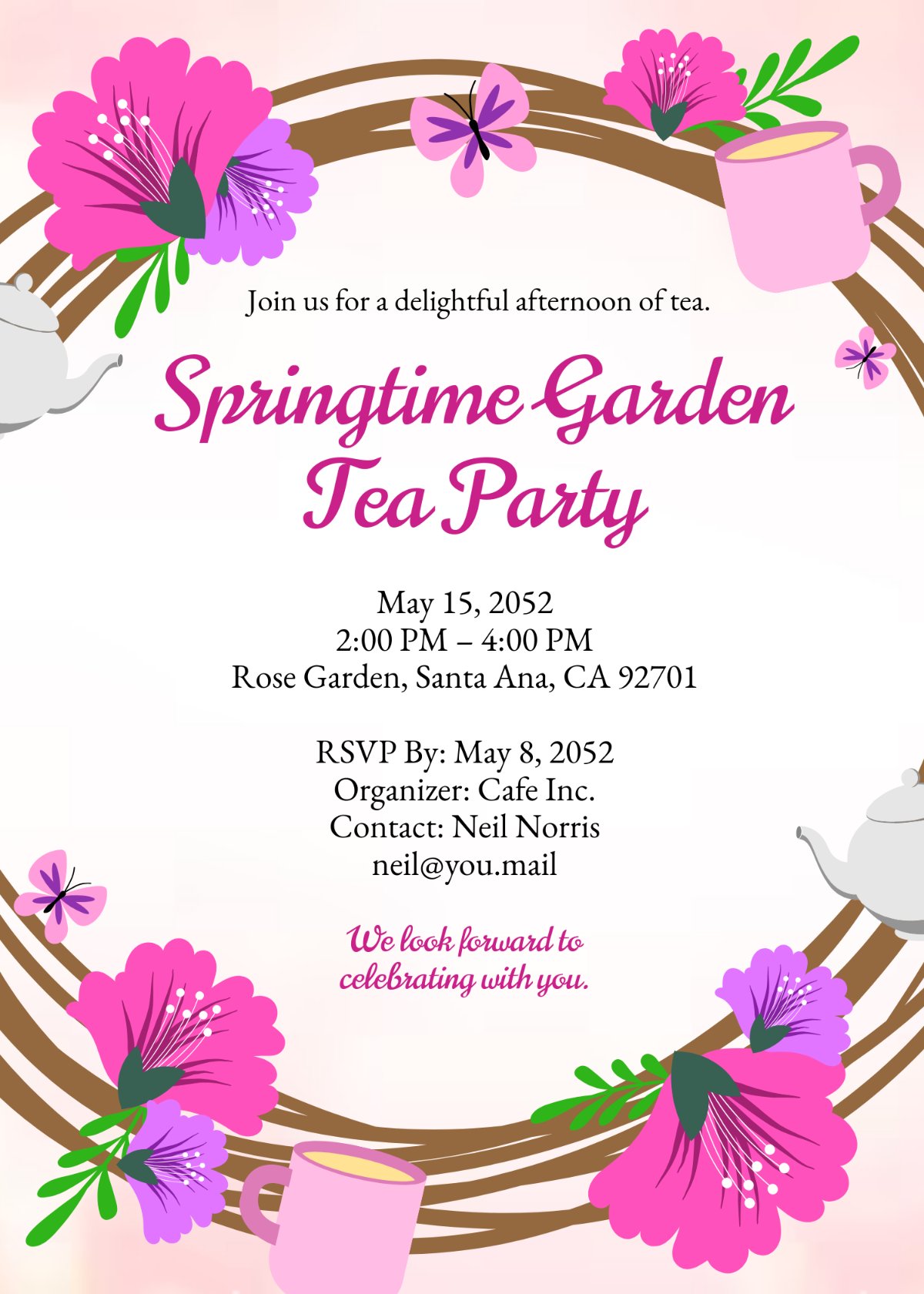 Free Tea Party Invitation Templates Editable And Printable