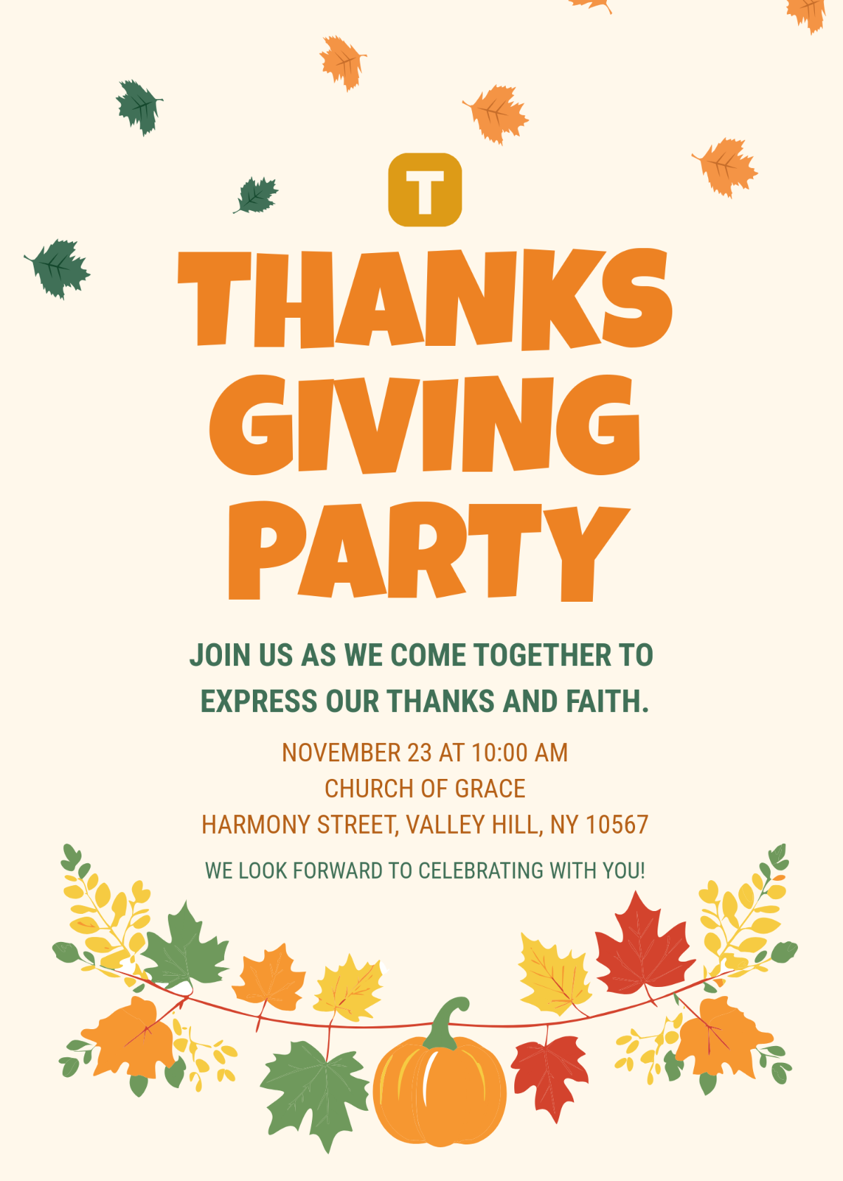 Free Printable Thanksgiving Invitation Template