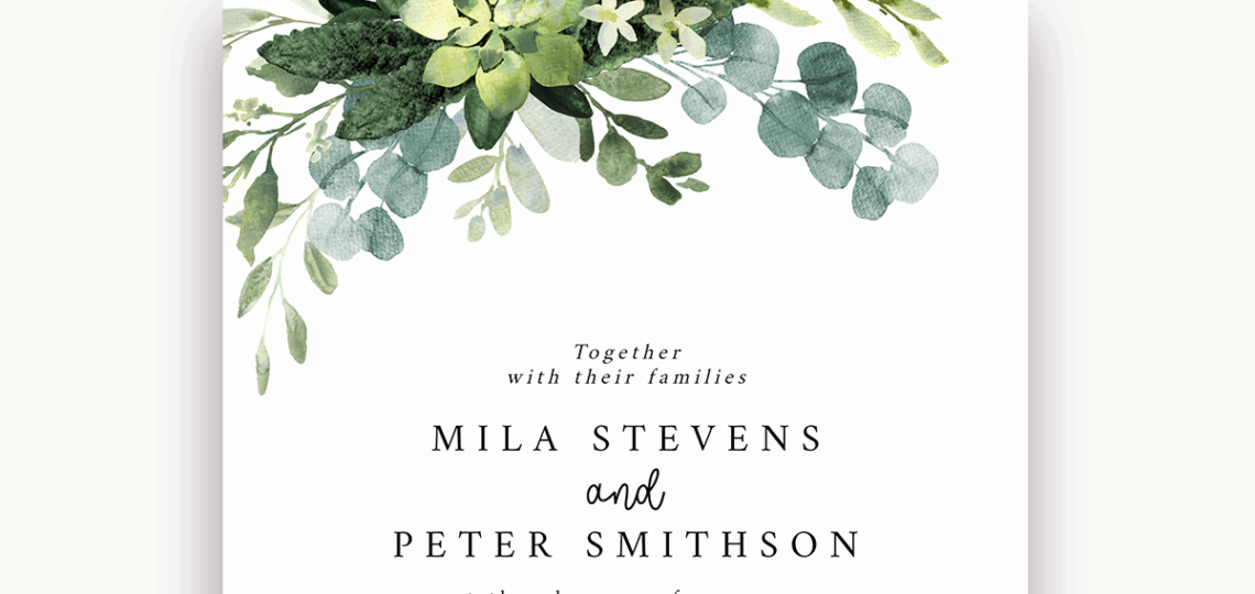 Free Wedding Invitation Template Eucalyptus Green Leaves Instant Download Printables Instant Download Printables