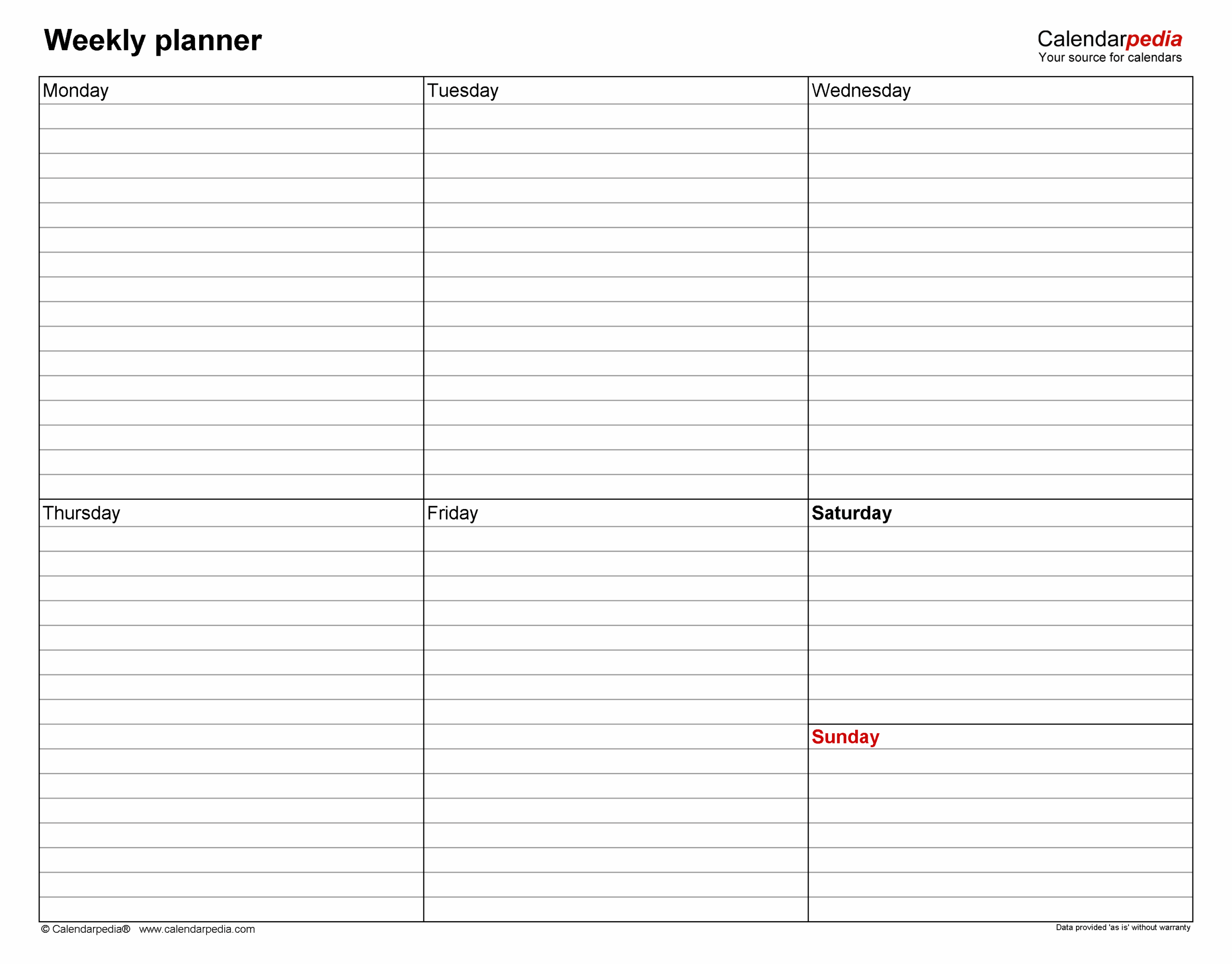 Free Weekly Planners In PDF Format 20 Templates Free Weekly Planners In PDF Format 20 Templates