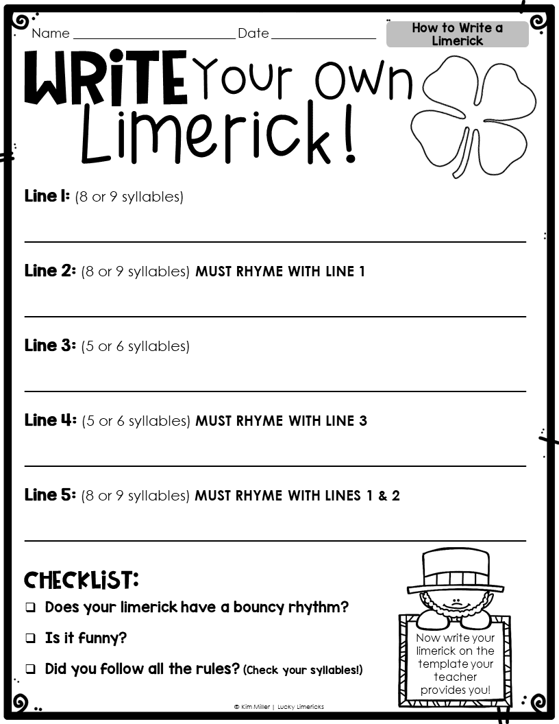 FREE Writing Limericks St Patrick s Day Writing Poetry Activity 