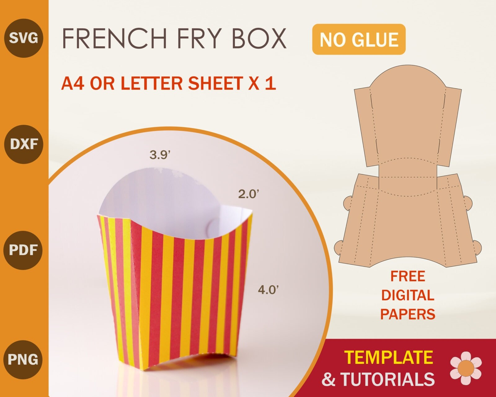 French Fry Box Template SVG DXF PDF PNG Artcrafter French Fry Box Template SVG DXF PDF PNG Artcrafter