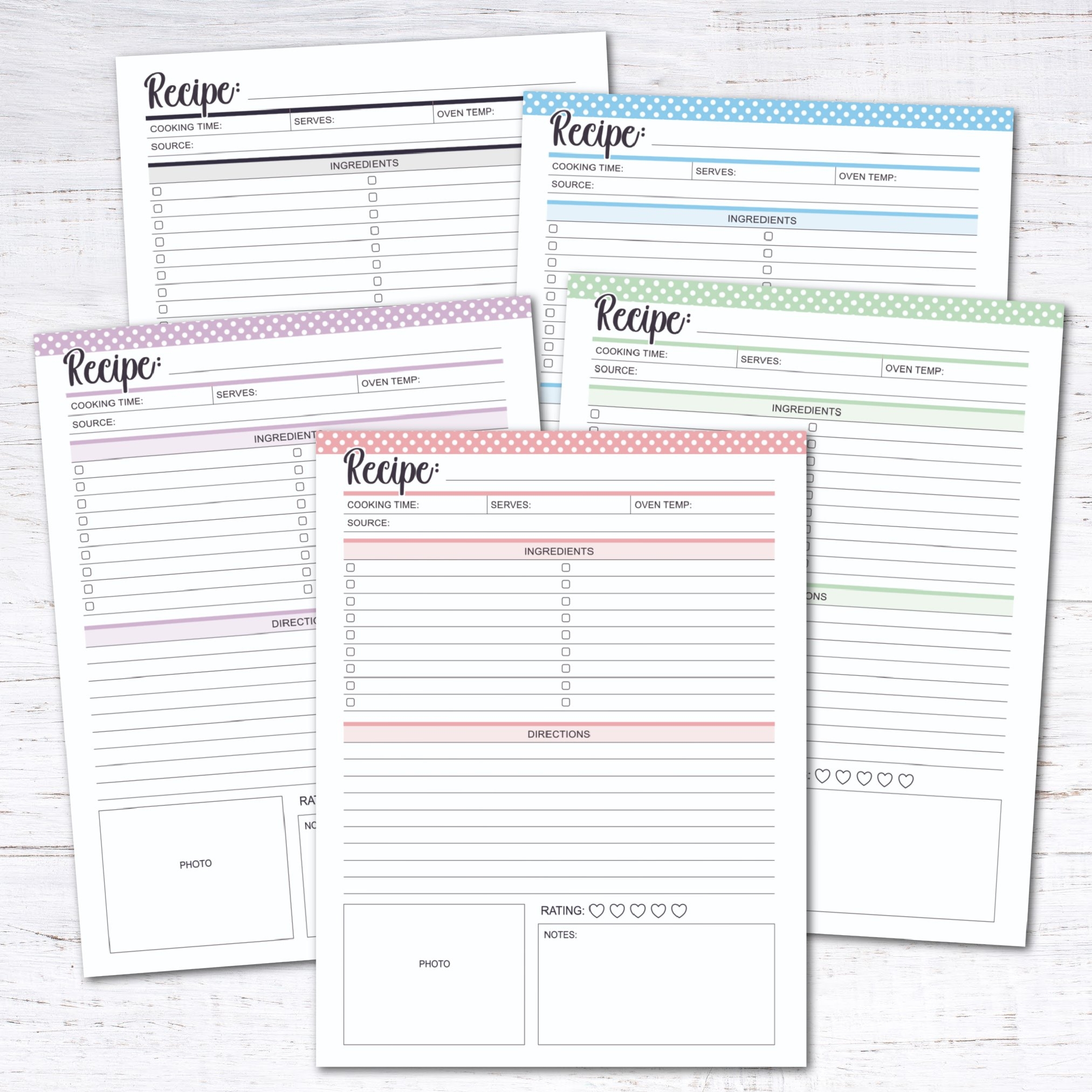 Full Page Free Printable Recipe Pages