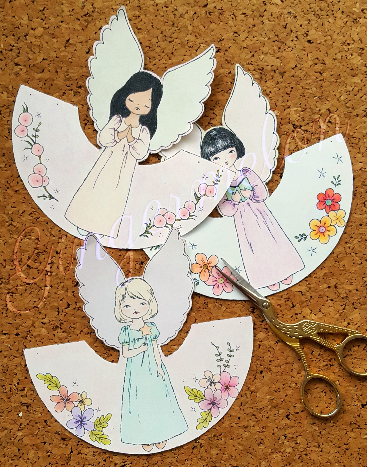 Gingermelon Free Tutorial Christmas Angels Paper Dolls