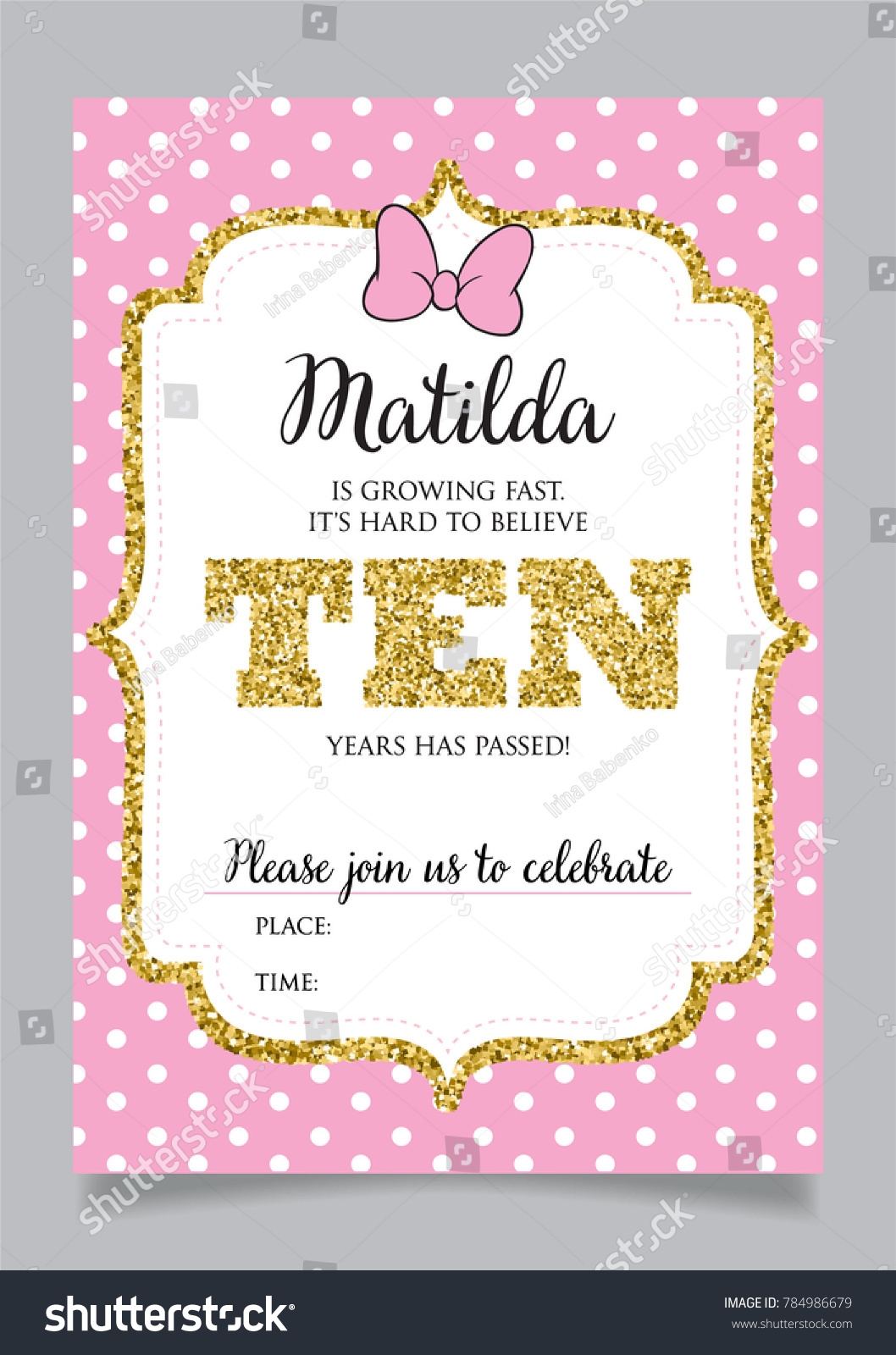 Girls Tenth Birthday Invitation Ten Years Stock Vector Royalty Girls Tenth Birthday Invitation Ten Years Stock Vector Royalty