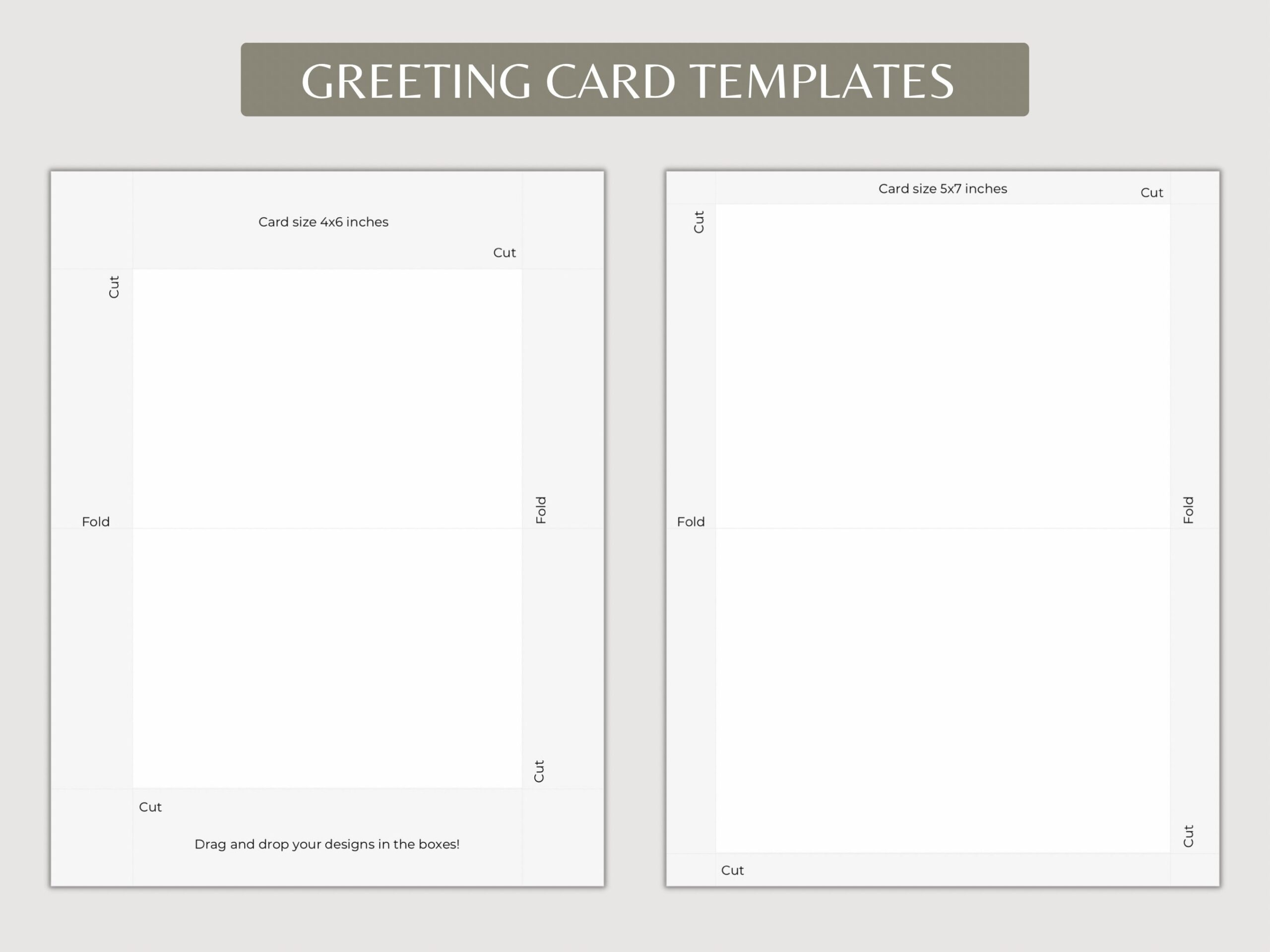 Greeting Card Template 4x6 And 5x7 Inches Foldable Cards Blank Card Template Drag And Drop Card Template Use On Canva Etsy