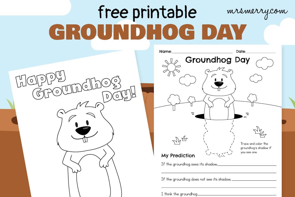 Groundhog Day Free Printable U0026 Coloring Page Mrs Merry Groundhog Day Free Printable U0026 Coloring Page Mrs Merry
