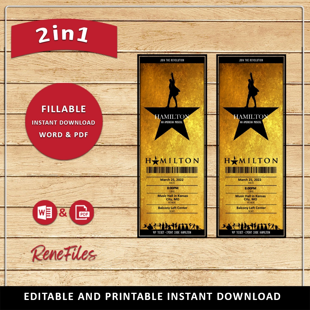Printable Hamilton Ticket Template Free Printable Hamilton Ticket Template Free