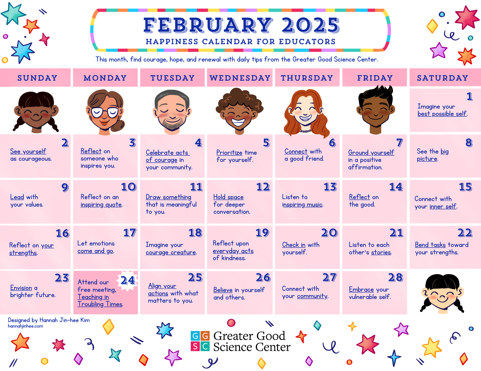 Happiness Calendar For Educators For February 2025