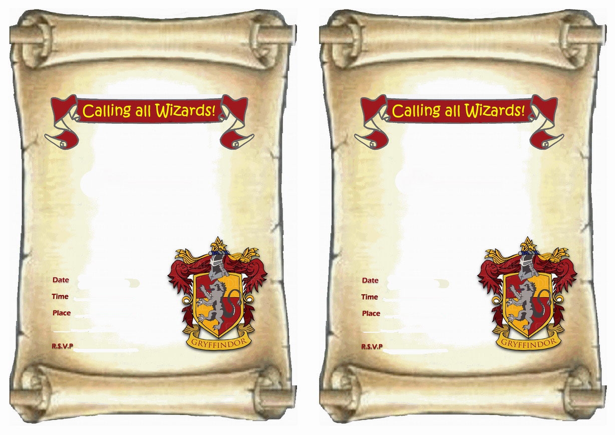 Blank Free Printable Harry Potter Invitations