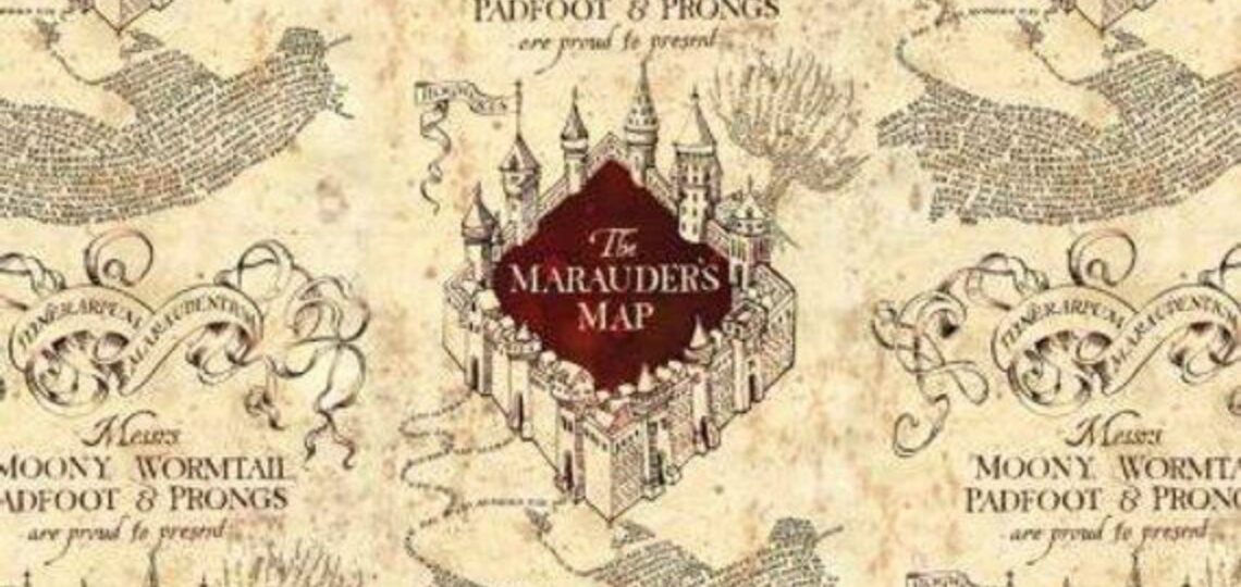 Harry Potter Marauders Map 100 Cotton Print Fabric Cream