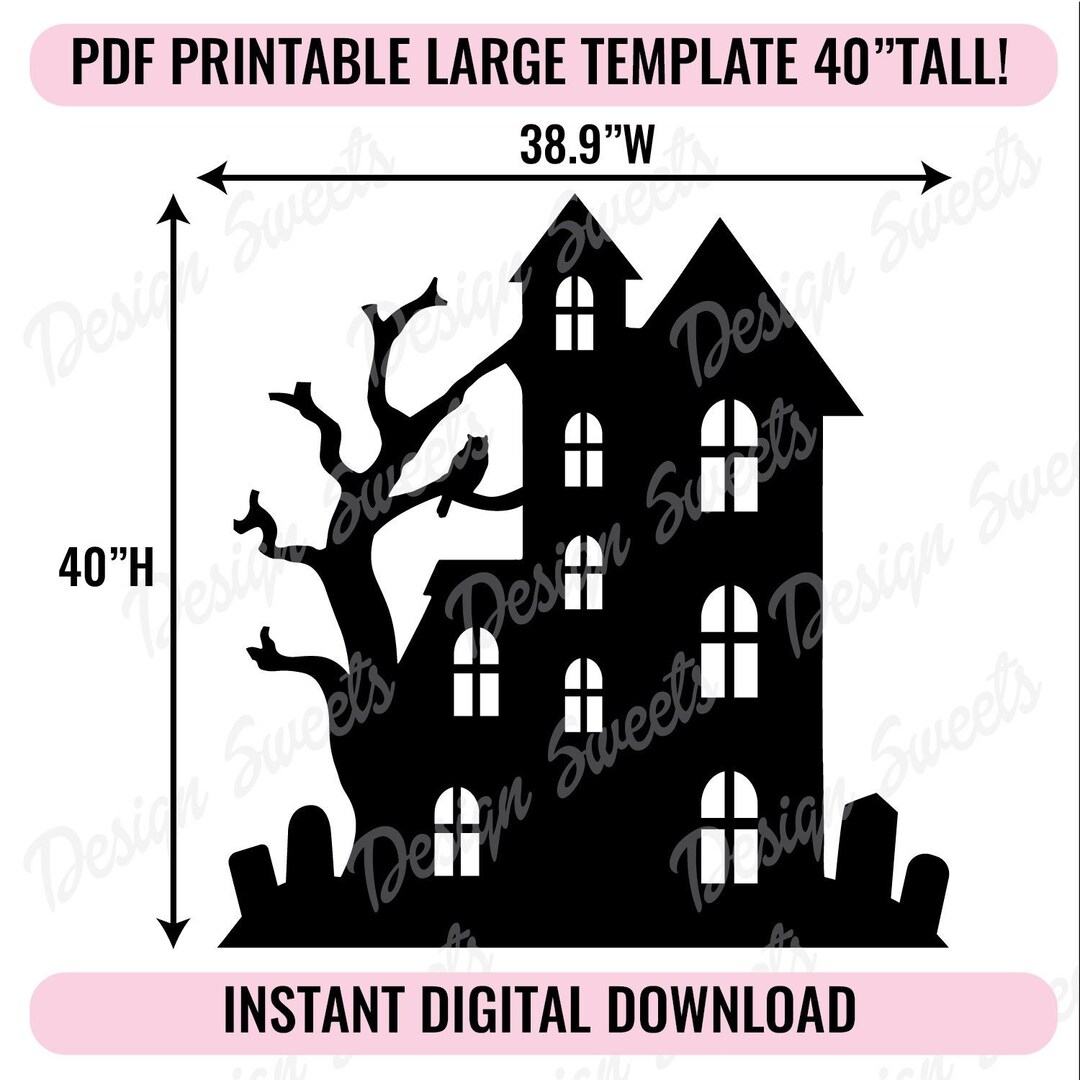 Haunted House Printable Trace And Cut PDF Template Halloween Decor 40 Haunted House Printable Trace And Cut PDF Template Halloween Decor 40