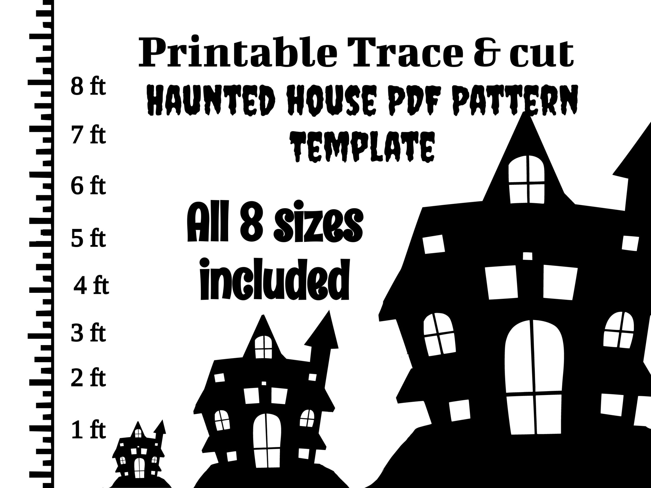 Haunted House Template Digital Pdf Template 1ft To 8ft Haunted House Template Digital Pdf Template 1ft To 8ft