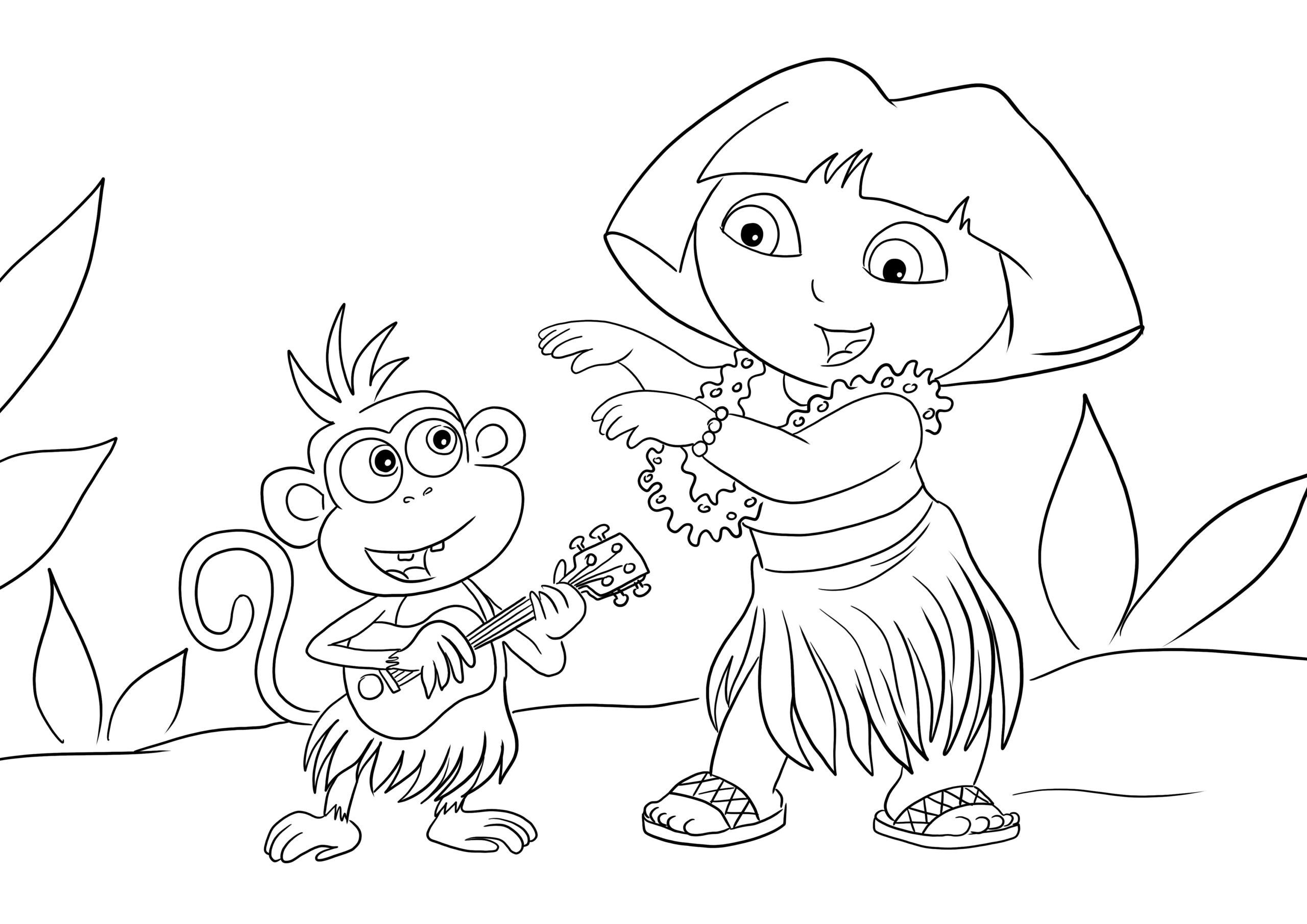 Here Is Our Free Printable Page Of Dora And Boots Singing And  Here Is Our Free Printable Page Of Dora And Boots Singing And
