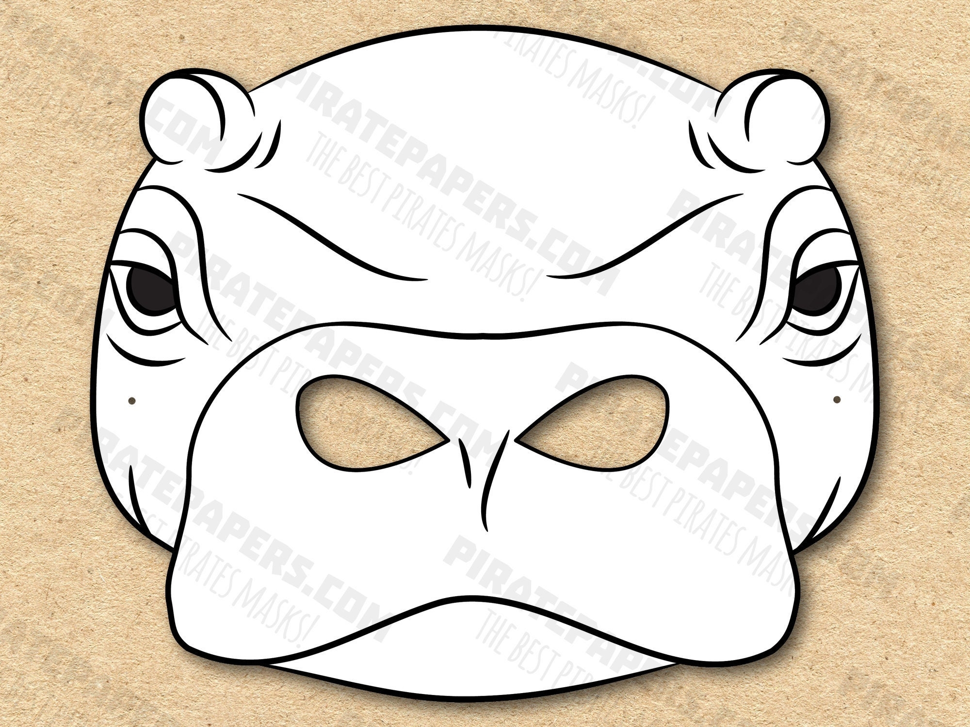Hippo Mask Printable Coloring Paper DIY For Kids And Adults PDF 
