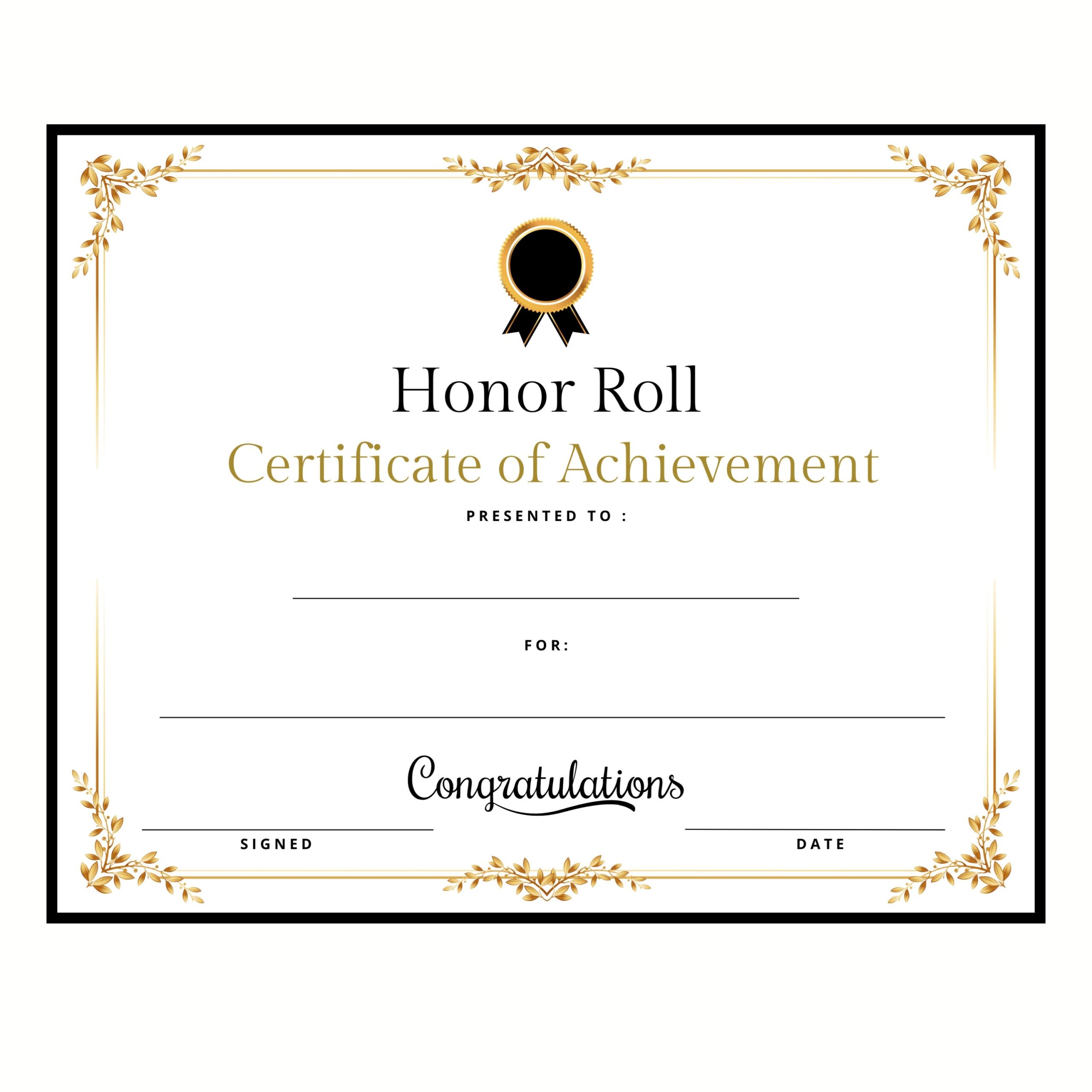 Honors Day Honor Roll Certificate Instant Download Printable Print 