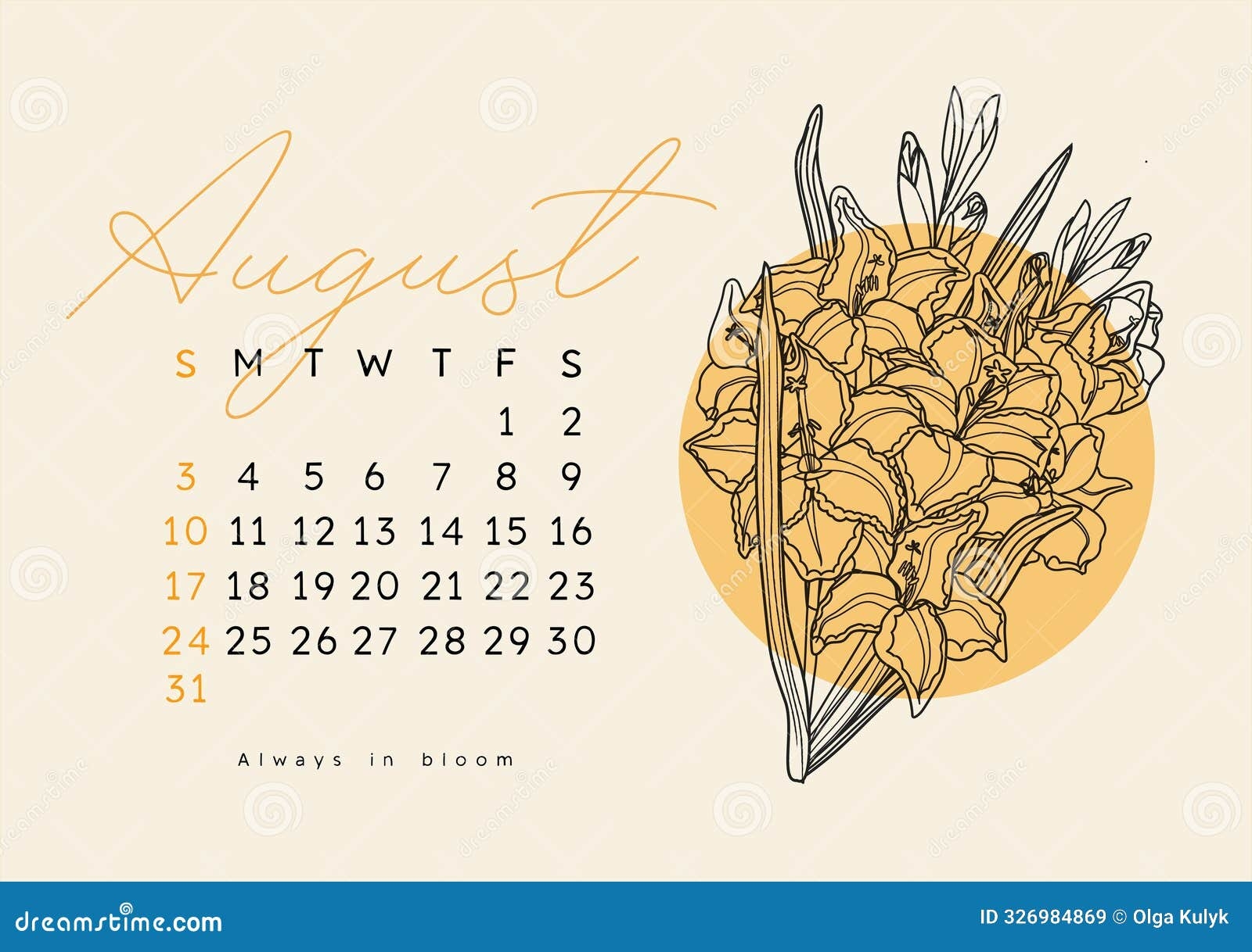 Horizontal Calendar Page For August 2025 With Summer Gladiolus Flower Isolated On Beige Background Week Starts On Sunday Stock Vector Illustration Of Month Beige 326984869 Horizontal Calendar Page For August 2025 With Summer Gladiolus Flower Isolated On Beige Background Week Starts On Sunday Stock Vector Illustration Of Month Beige 326984869