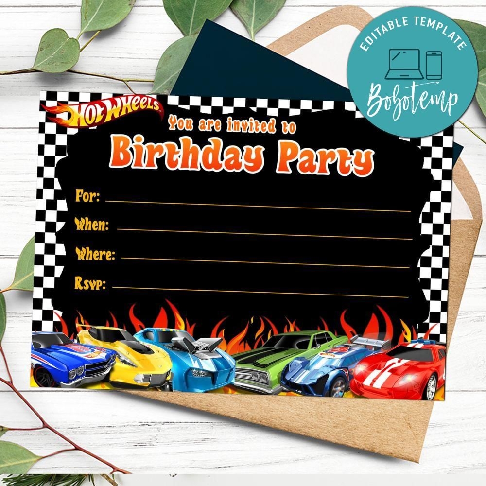 Hot Wheels Fill In Blank Invitation Customizable Template Bobotemp