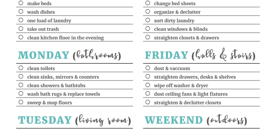 House Cleaning Checklist New Arrivals