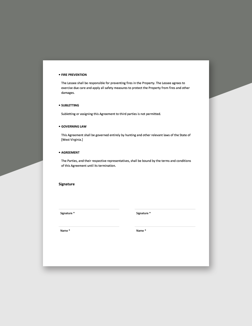 Hunting Lease Agreement Template In Word Pages Google Docs  Hunting Lease Agreement Template In Word Pages Google Docs