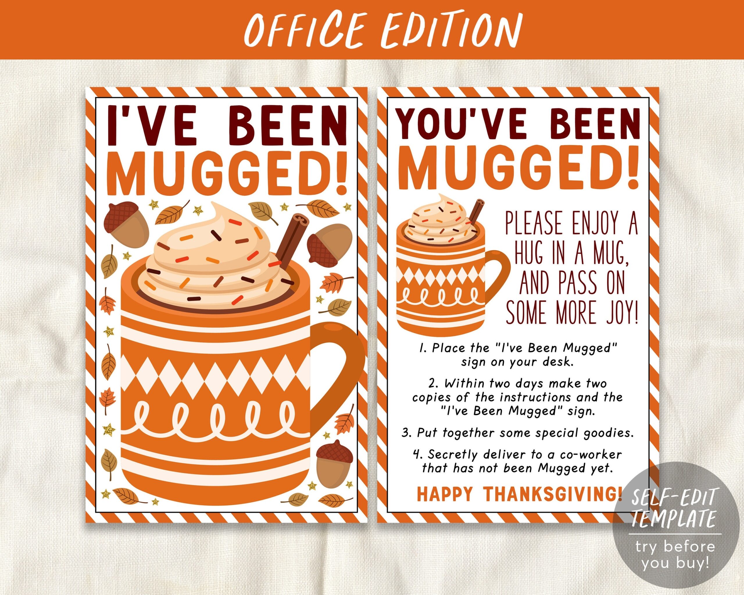 I ve Been Mugged Coworker Game Editable Template You ve Been 