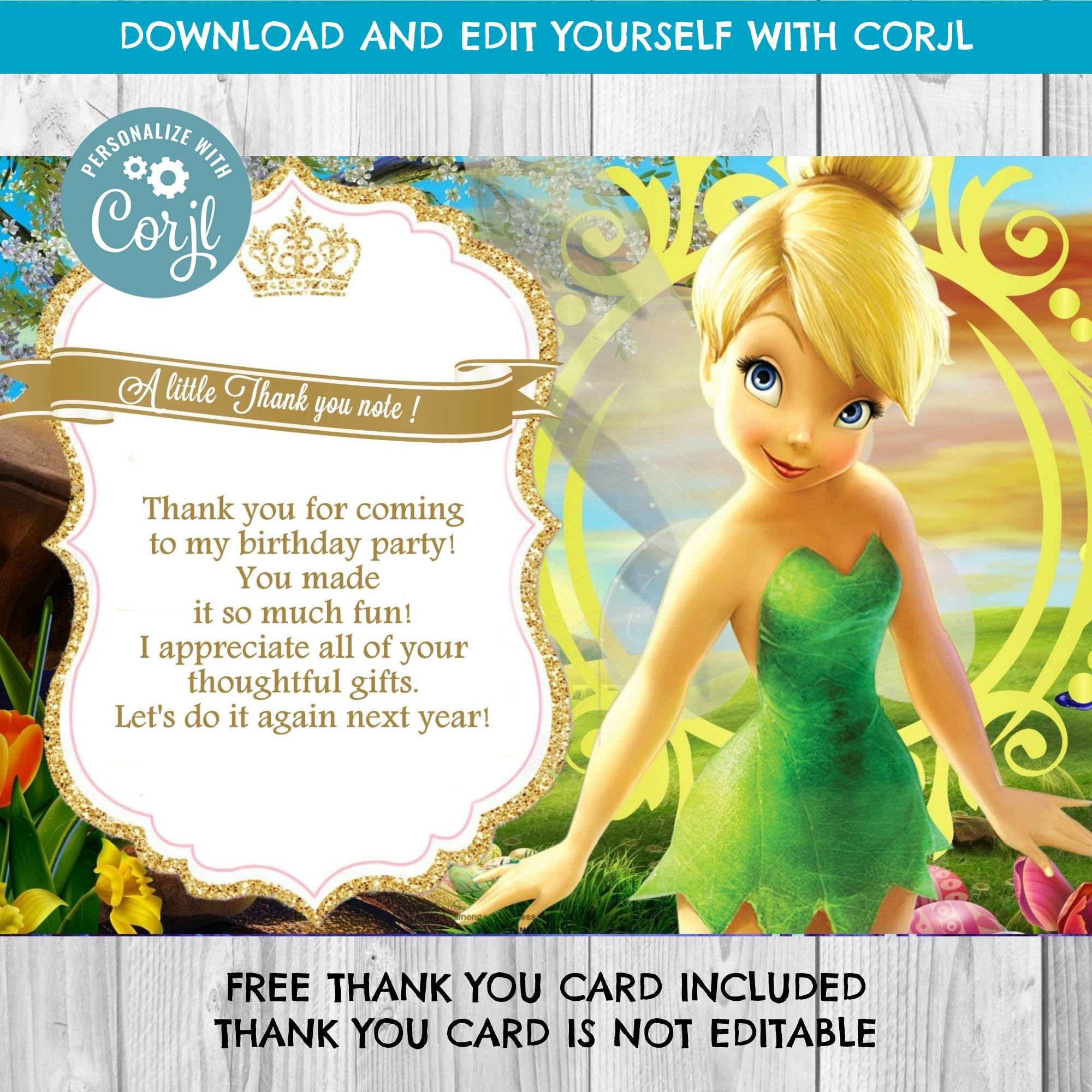 INSTANT DOWNLOAD Tinkerbell Invitation Tinkerbell Birthday Invitation Tinkerbell Birthday Invite Fairy Princess Corjl Etsy