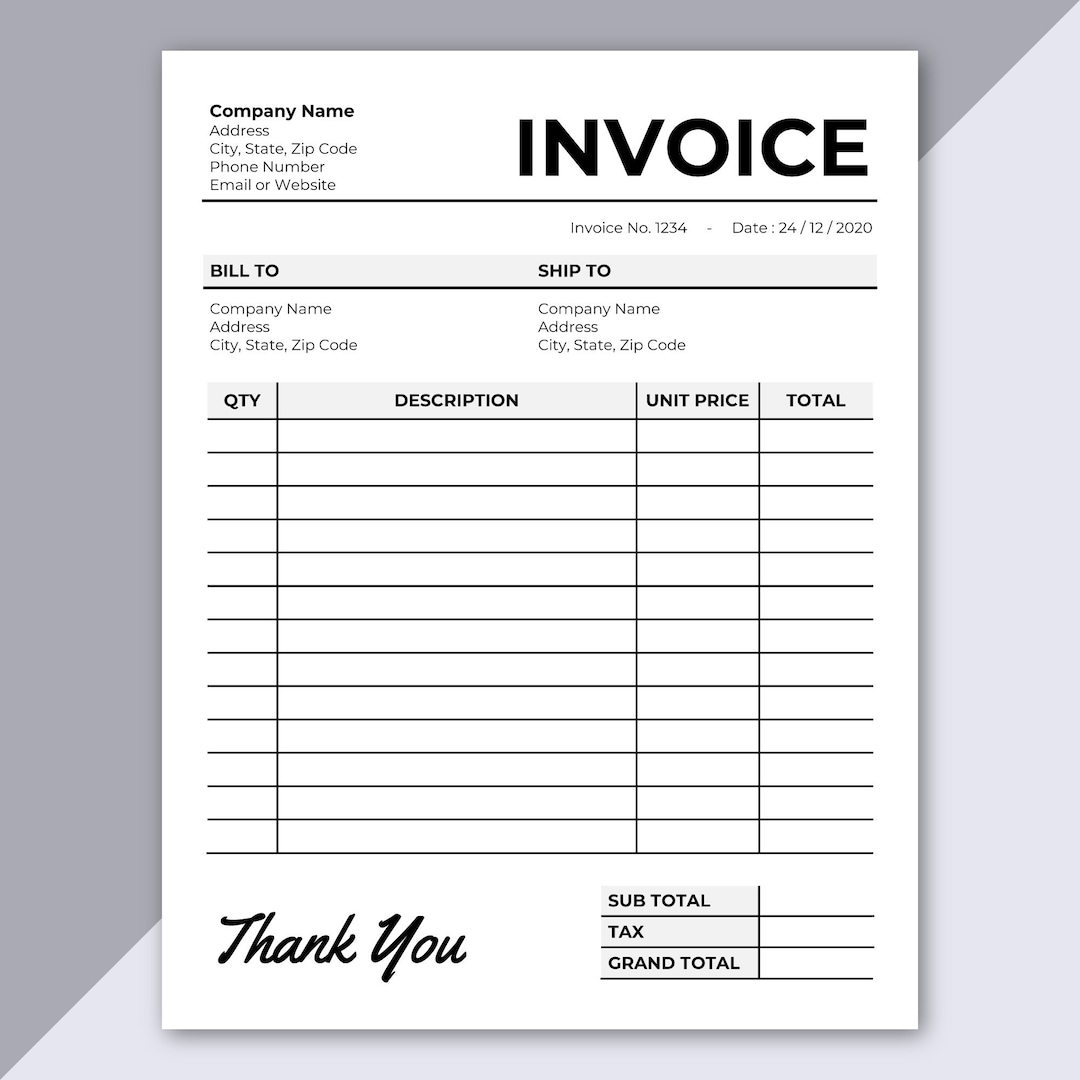 Printable Blank Invoice Template Free Libreoffice