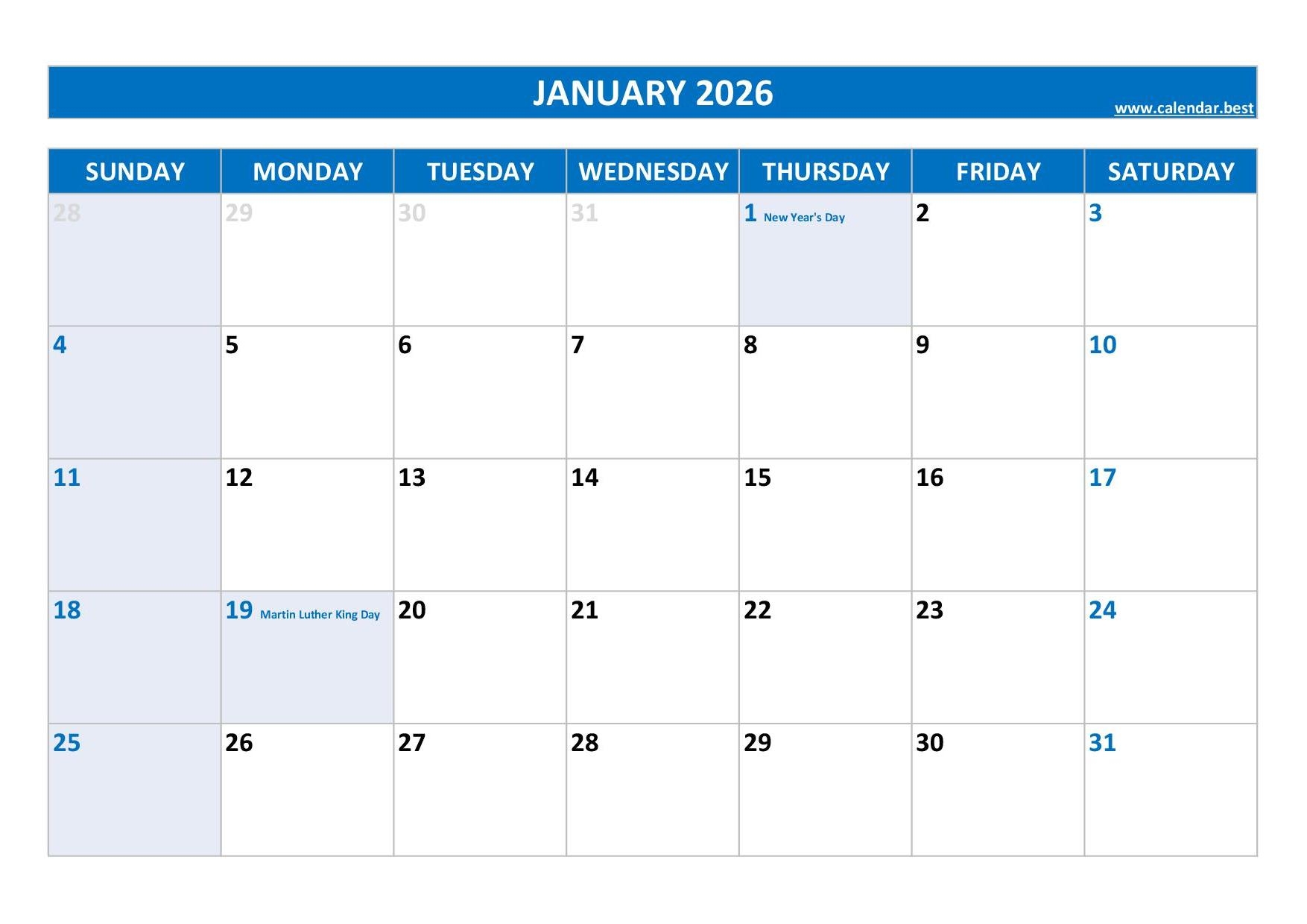 Word January 2026 Calendar Word January 2026 Calendar